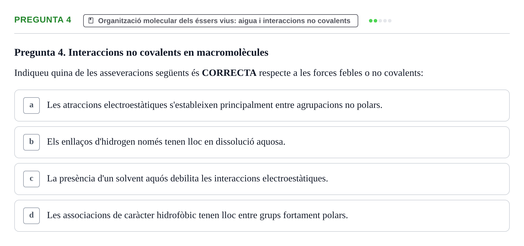 Enunciado: Pregunta 4 · Fonaments de Biologia Molecular i Cel·lular UAB Exemples