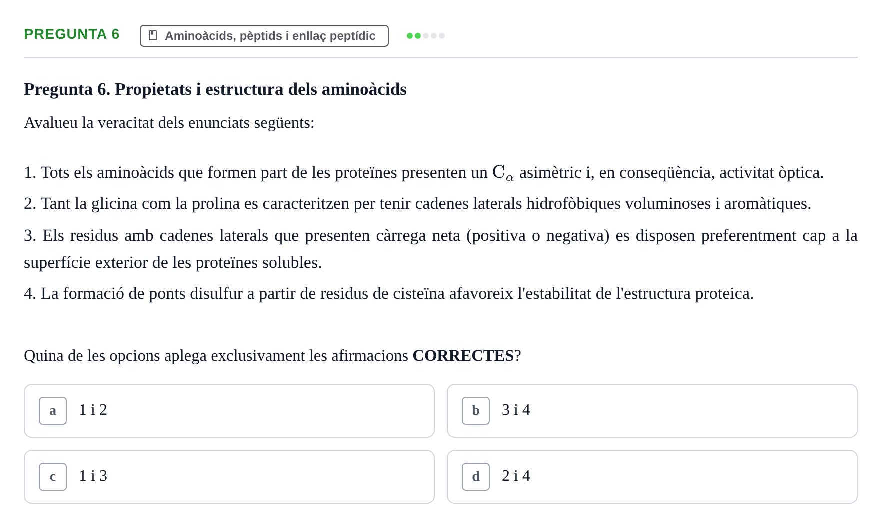Enunciado: Pregunta 6 · Fonaments de Biologia Molecular i Cel·lular UAB Exemples