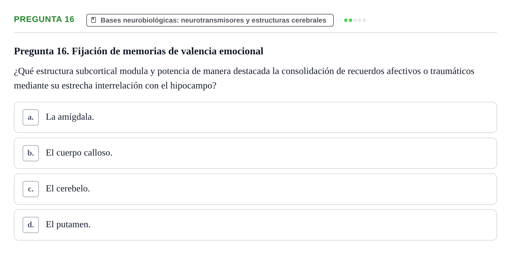 Enunciado: Pregunta 16