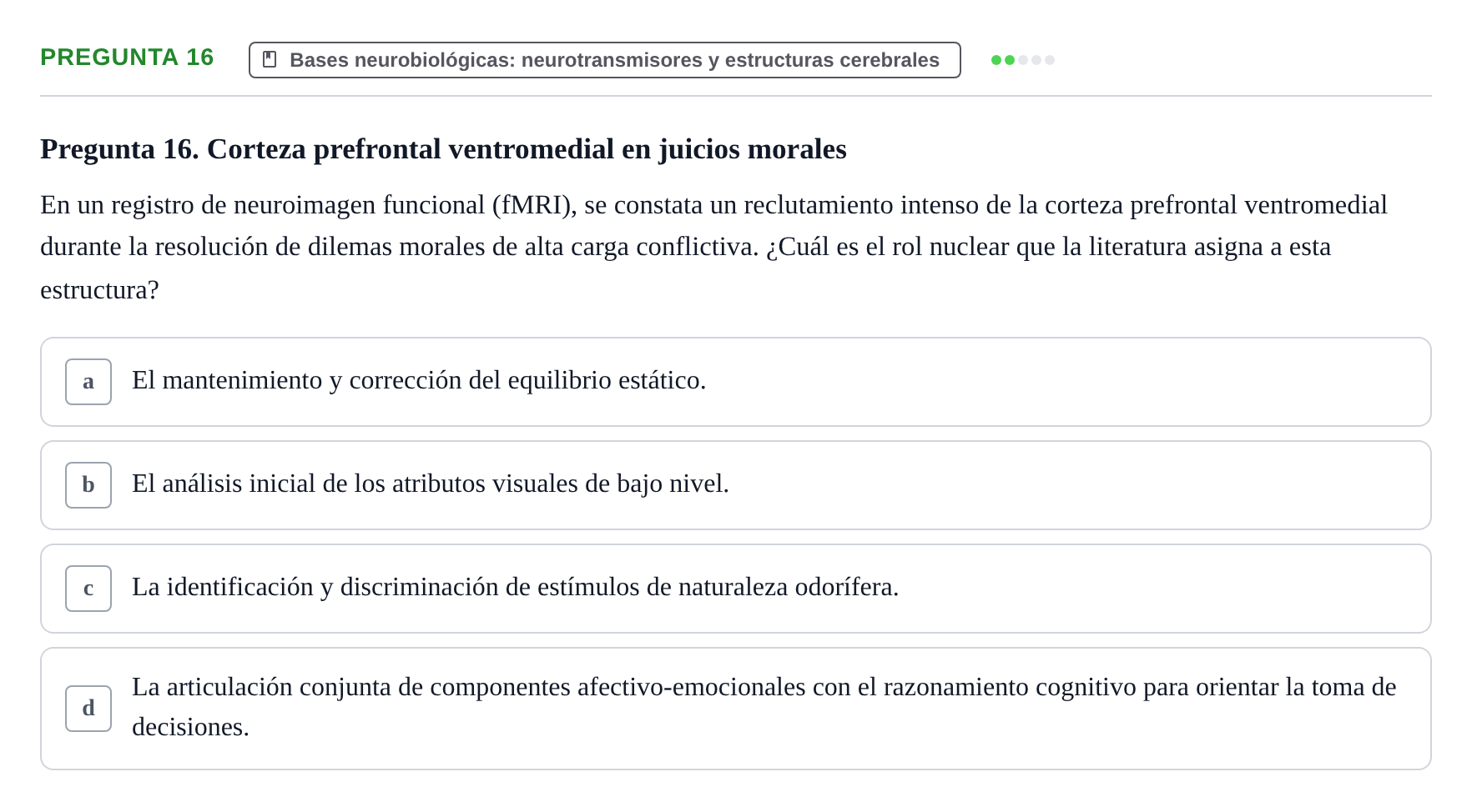 Enunciado: Pregunta 16