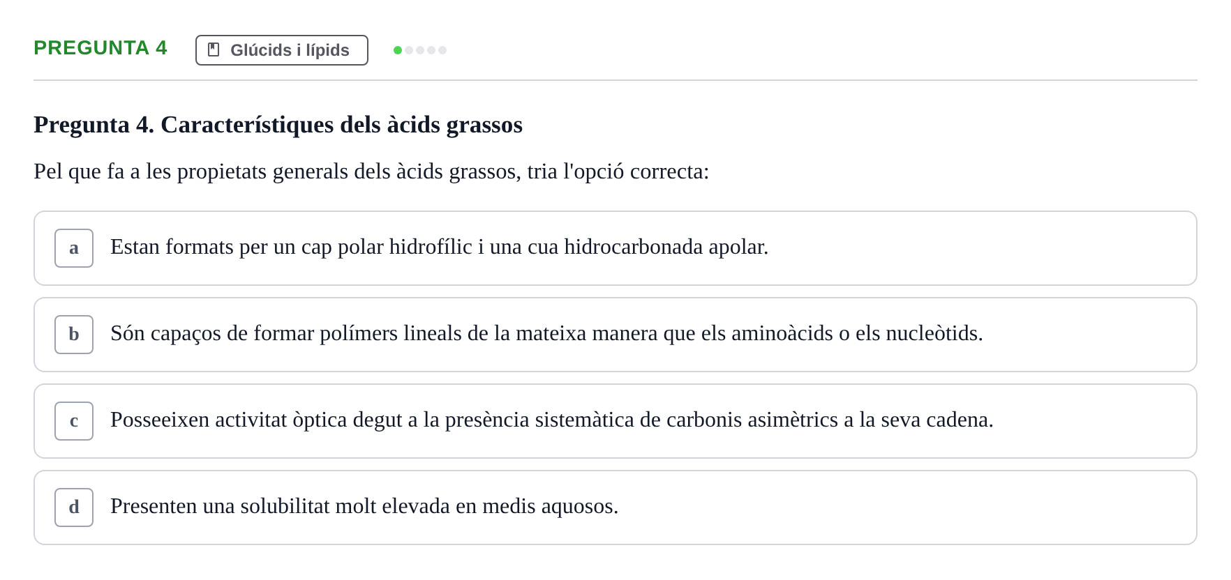 Enunciado: Pregunta 4 · Fonaments de Biologia Molecular i Cel·lular UAB Exemples