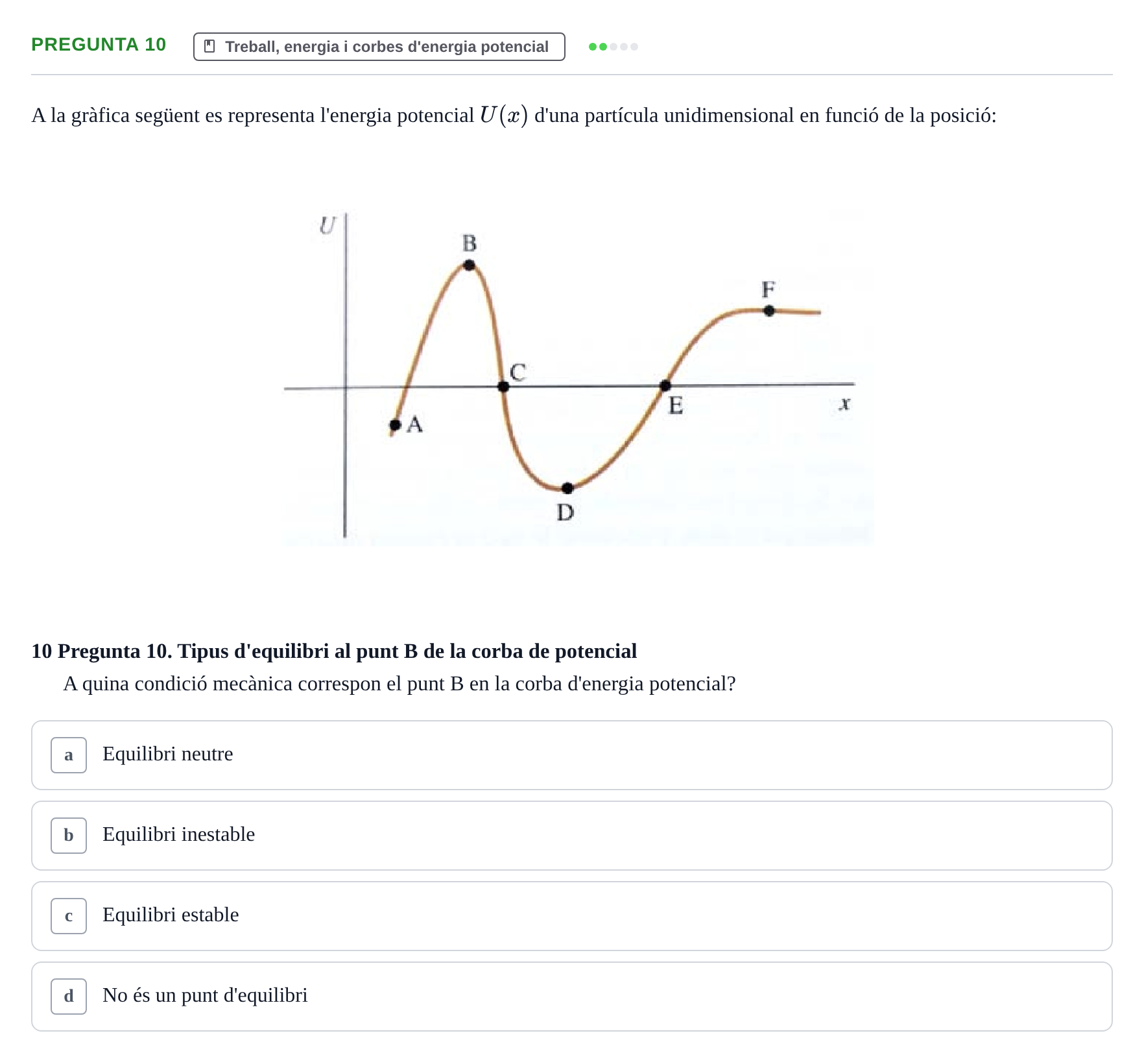 Enunciado: Pregunta 10 · Física I i II UAB 2014