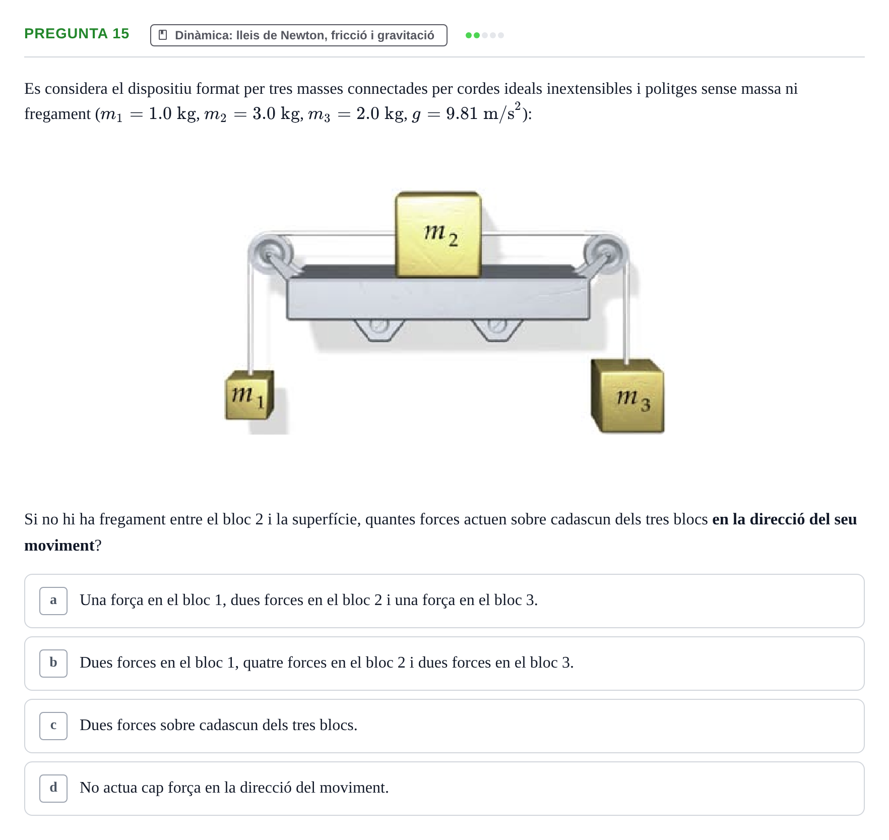 Enunciado: Pregunta 15 · Física I i II UAB 2014