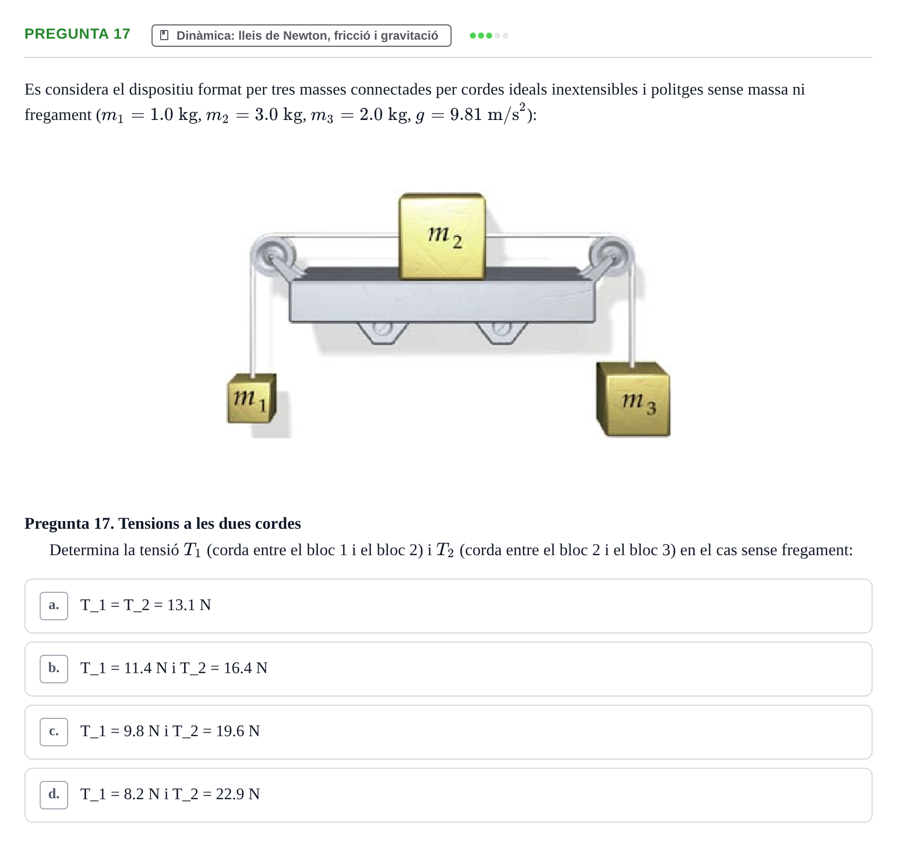 Enunciado: Pregunta 17 · Física I i II UAB 2014