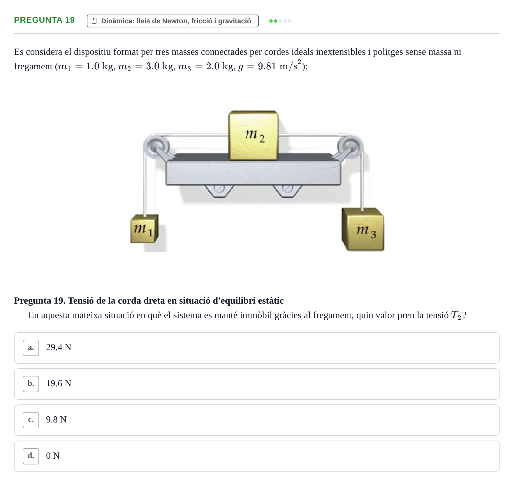 Enunciado: Pregunta 19 · Física I i II UAB 2014