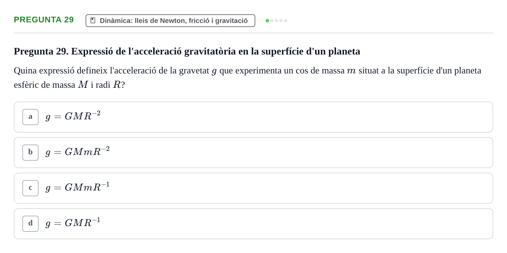 Enunciado: Pregunta 29 · Física I i II UAB 2014