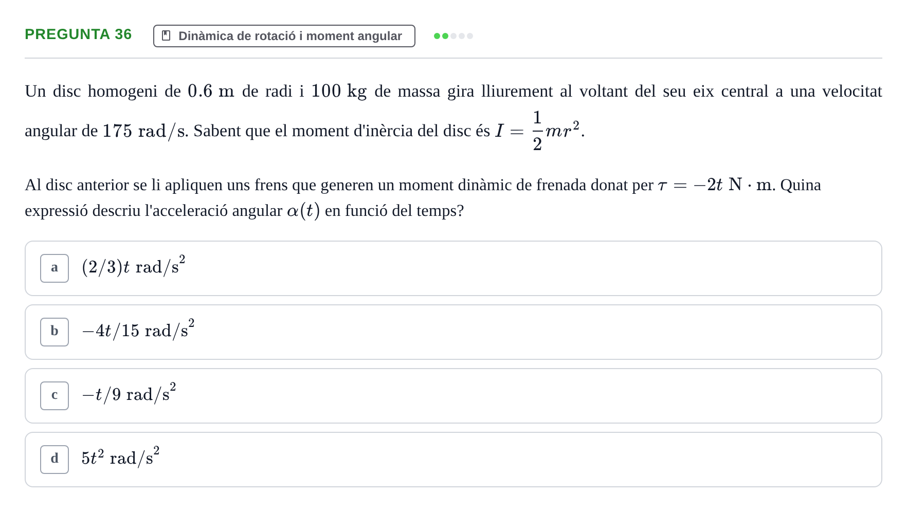 Enunciado: Pregunta 36 · Física I i II UAB 2014