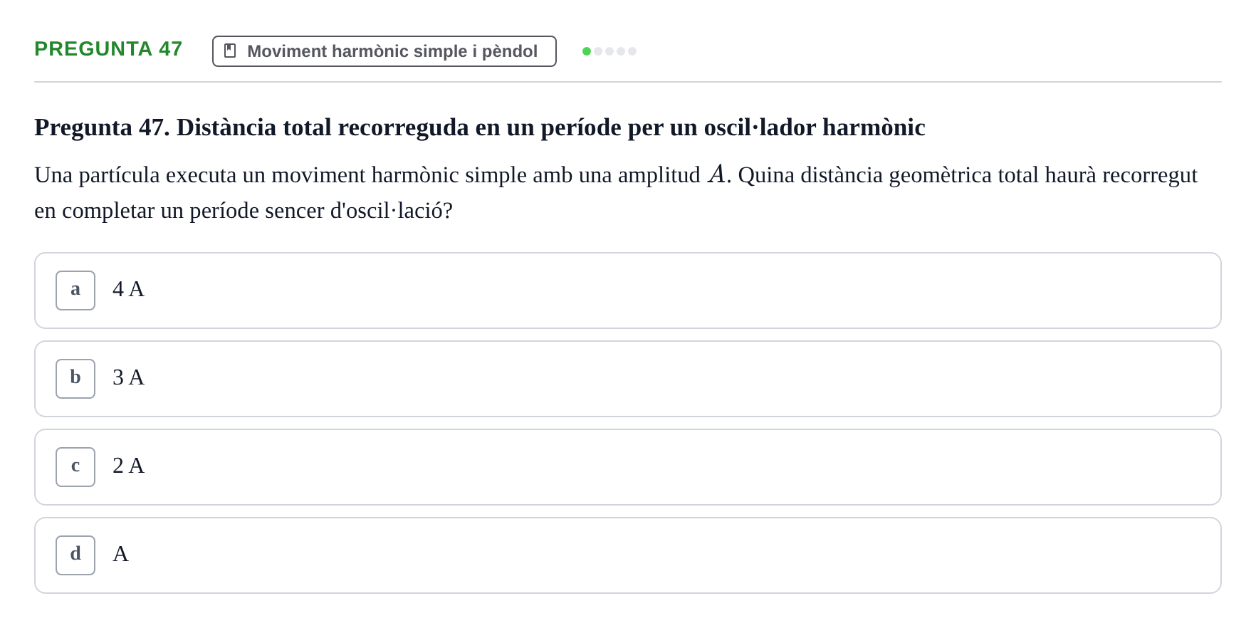 Enunciado: Pregunta 47 · Física I i II UAB 2014