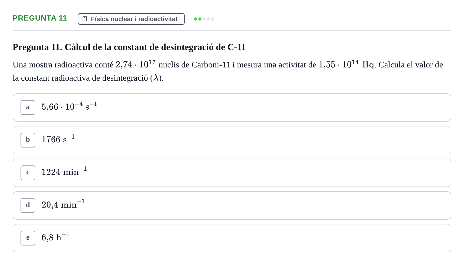 Enunciado: Pregunta 11 · Física I i II UAB 2021