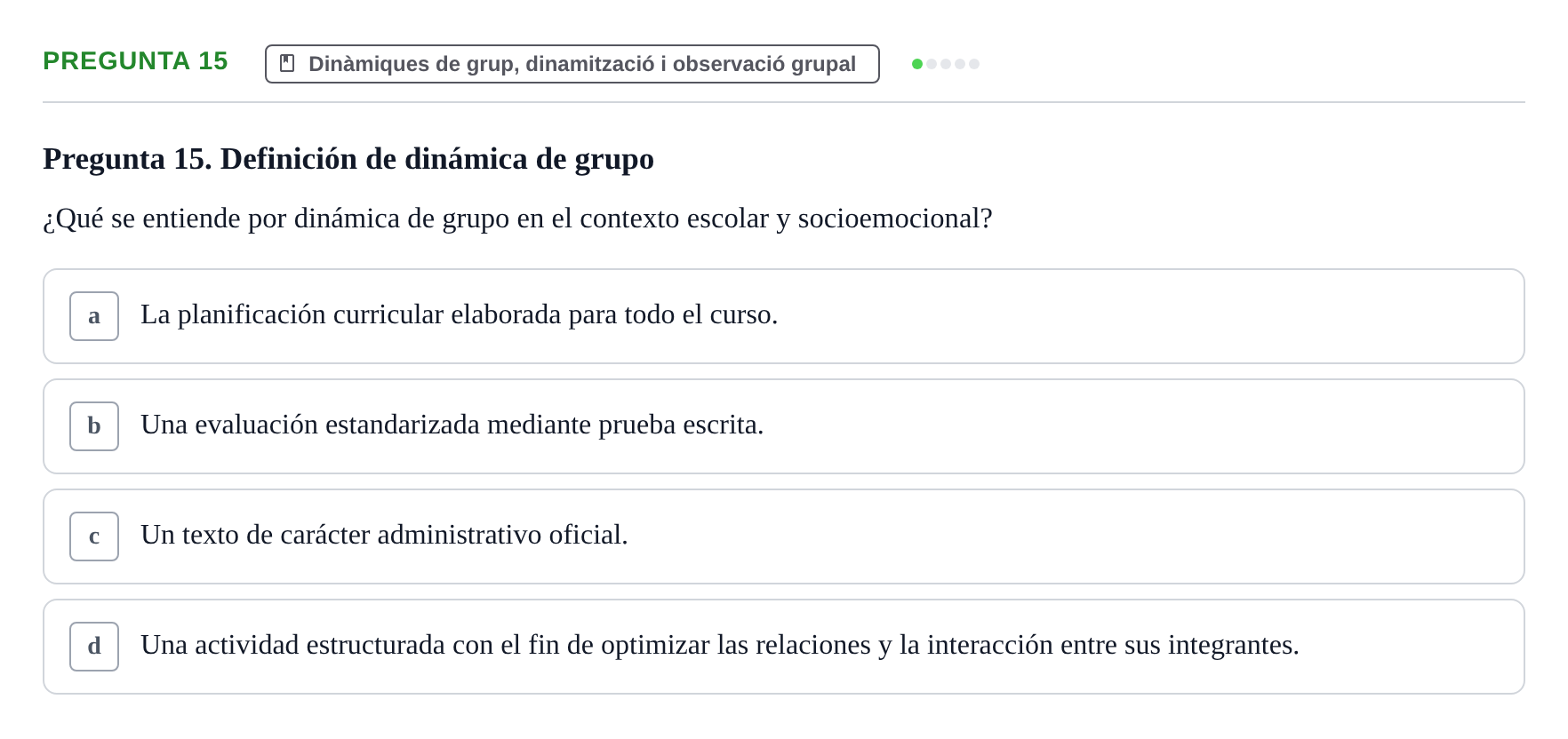Enunciado: Pregunta 15