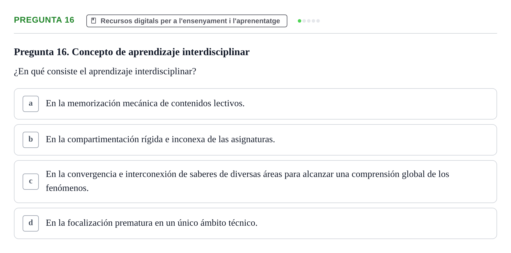 Enunciado: Pregunta 16