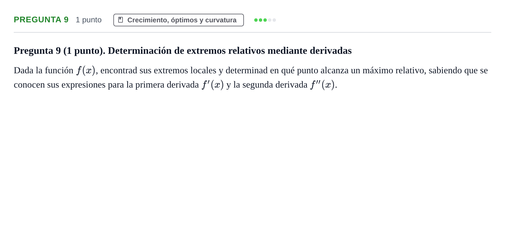 Enunciado: Pregunta 9 · Fundamentos de Matemáticas UOC 2020