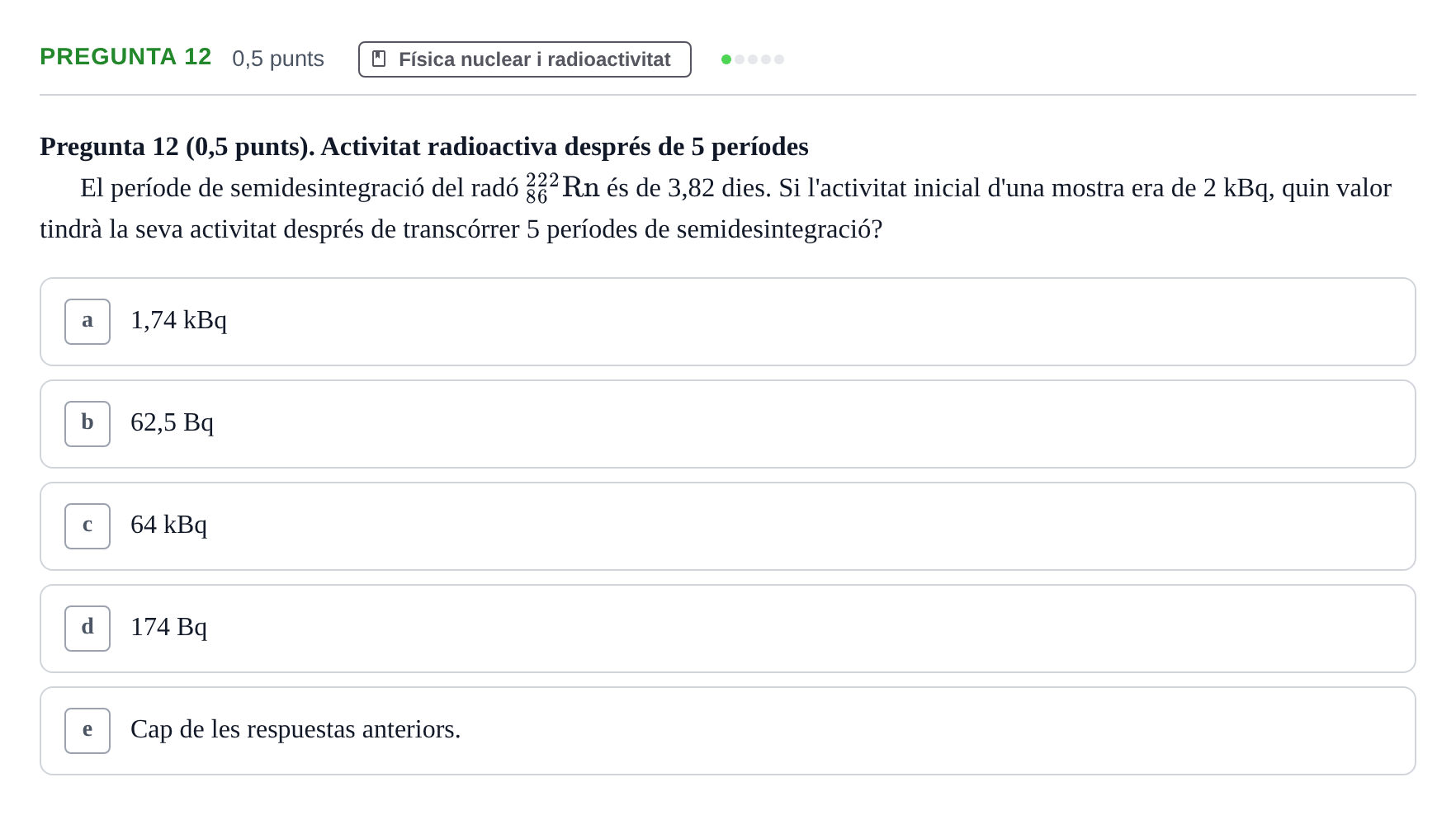 Enunciado: Pregunta 12 · Física I i II UAB 2022