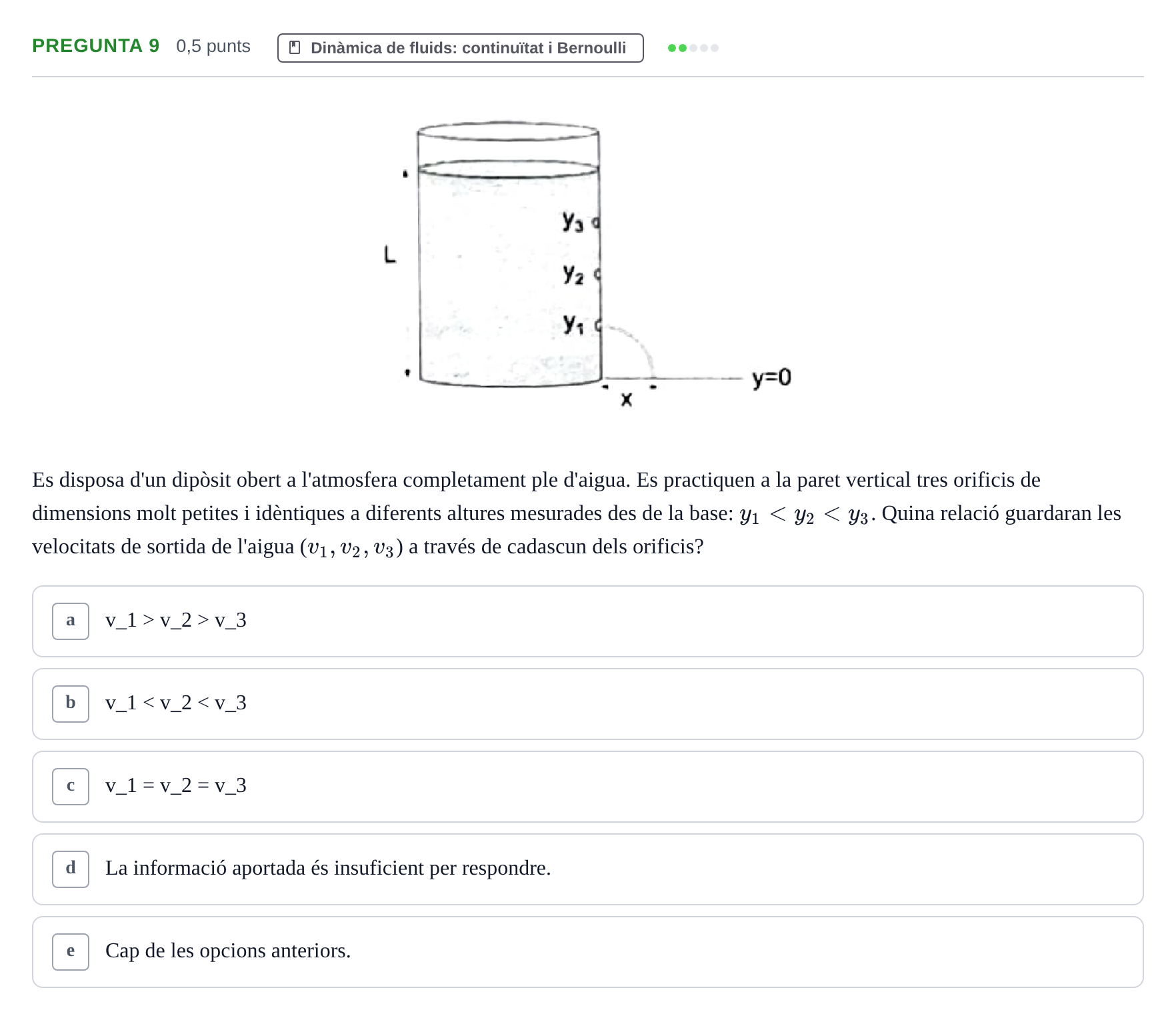 Enunciado: Pregunta 9 · Física I i II UAB 2022