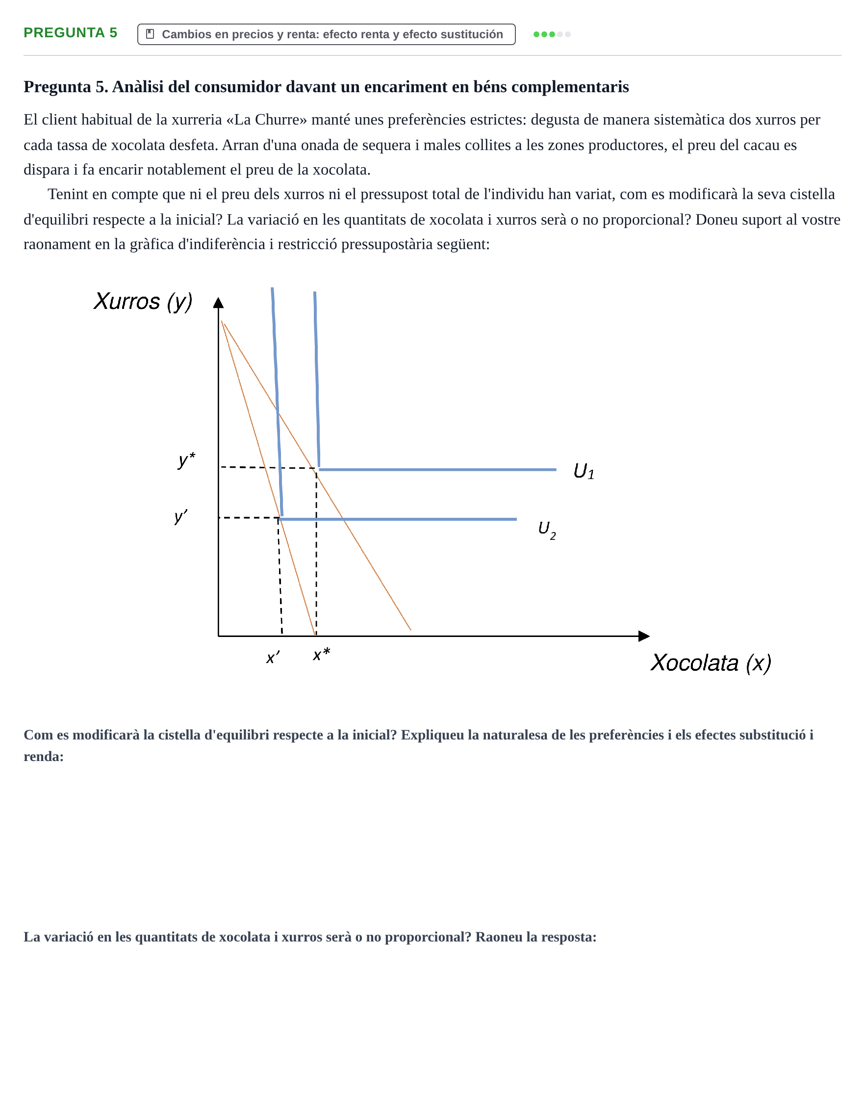 Enunciado: Pregunta 5 · Mercados y conducta UOC Juny 2024