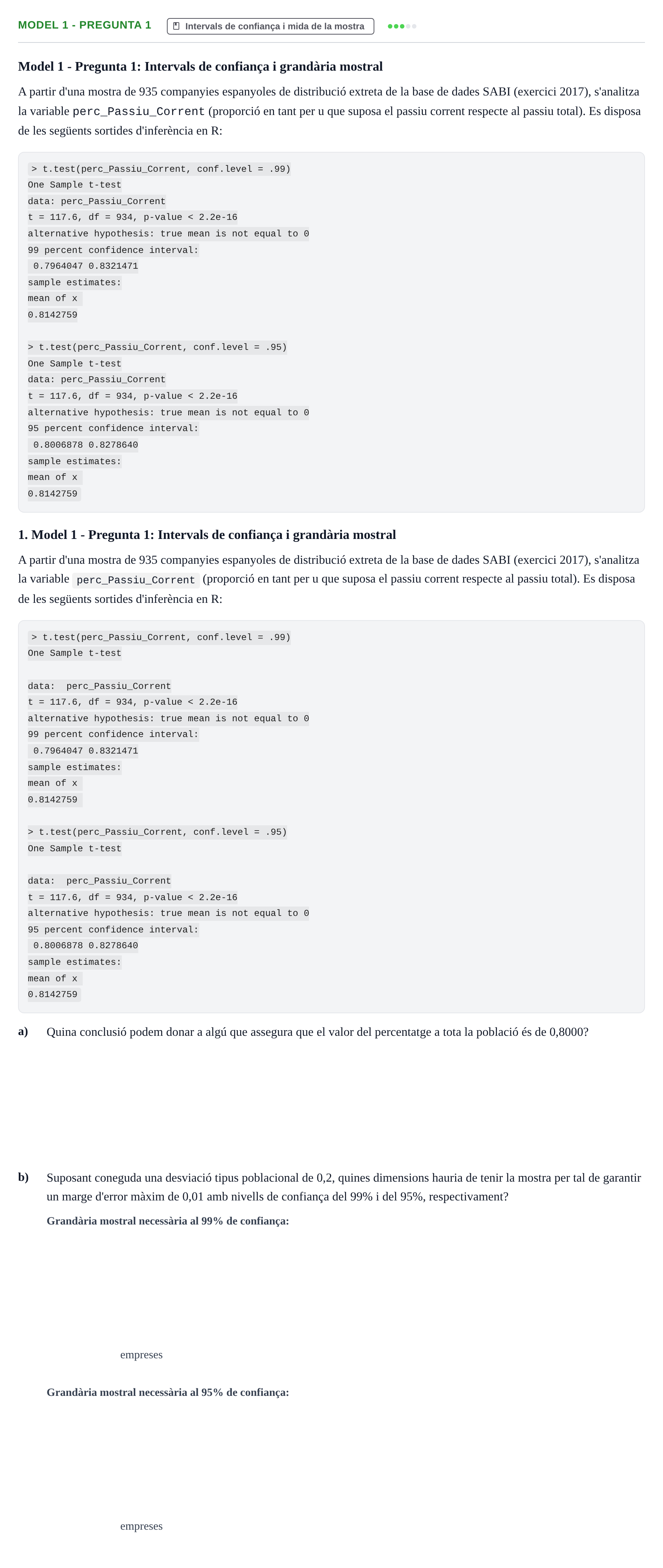 Enunciado: Ejercicio Model 1 - Pregunta 1 · Estadística I UAB 2021