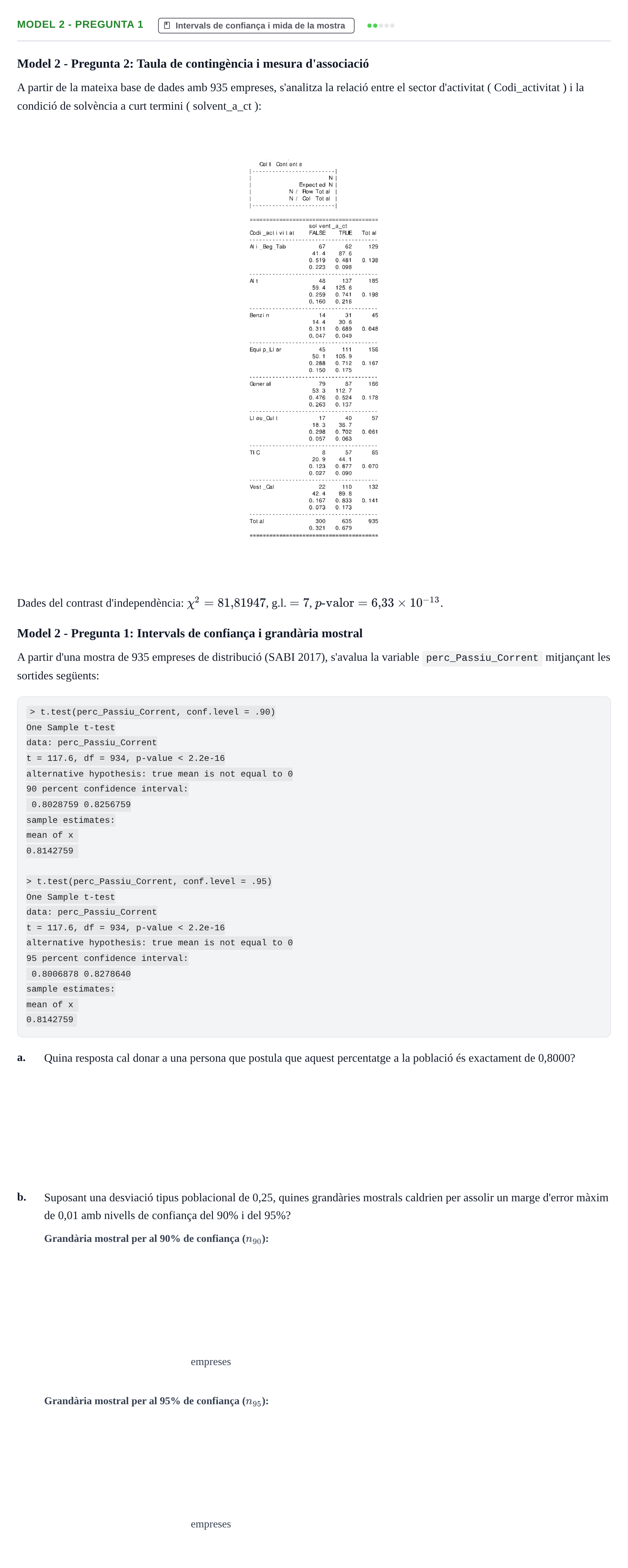 Enunciado: Ejercicio Model 2 - Pregunta 1 · Estadística I UAB 2021