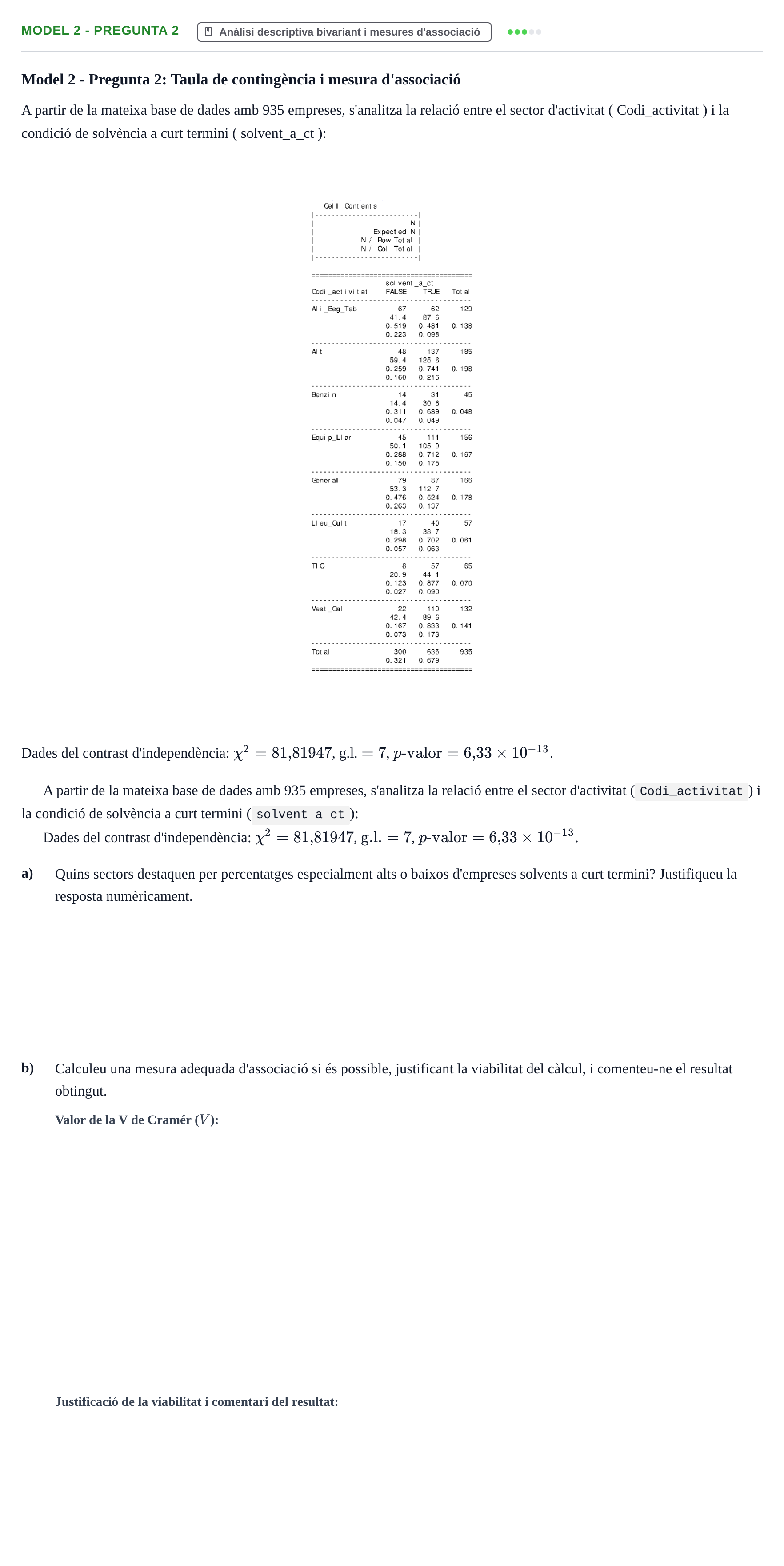 Enunciado: Ejercicio Model 2 - Pregunta 2 · Estadística I UAB 2021