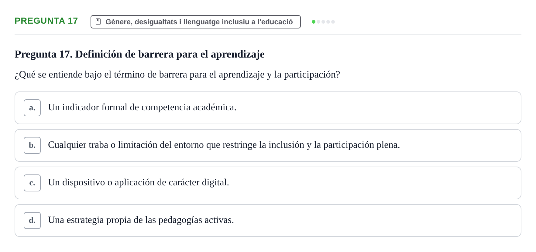 Enunciado: Pregunta 17