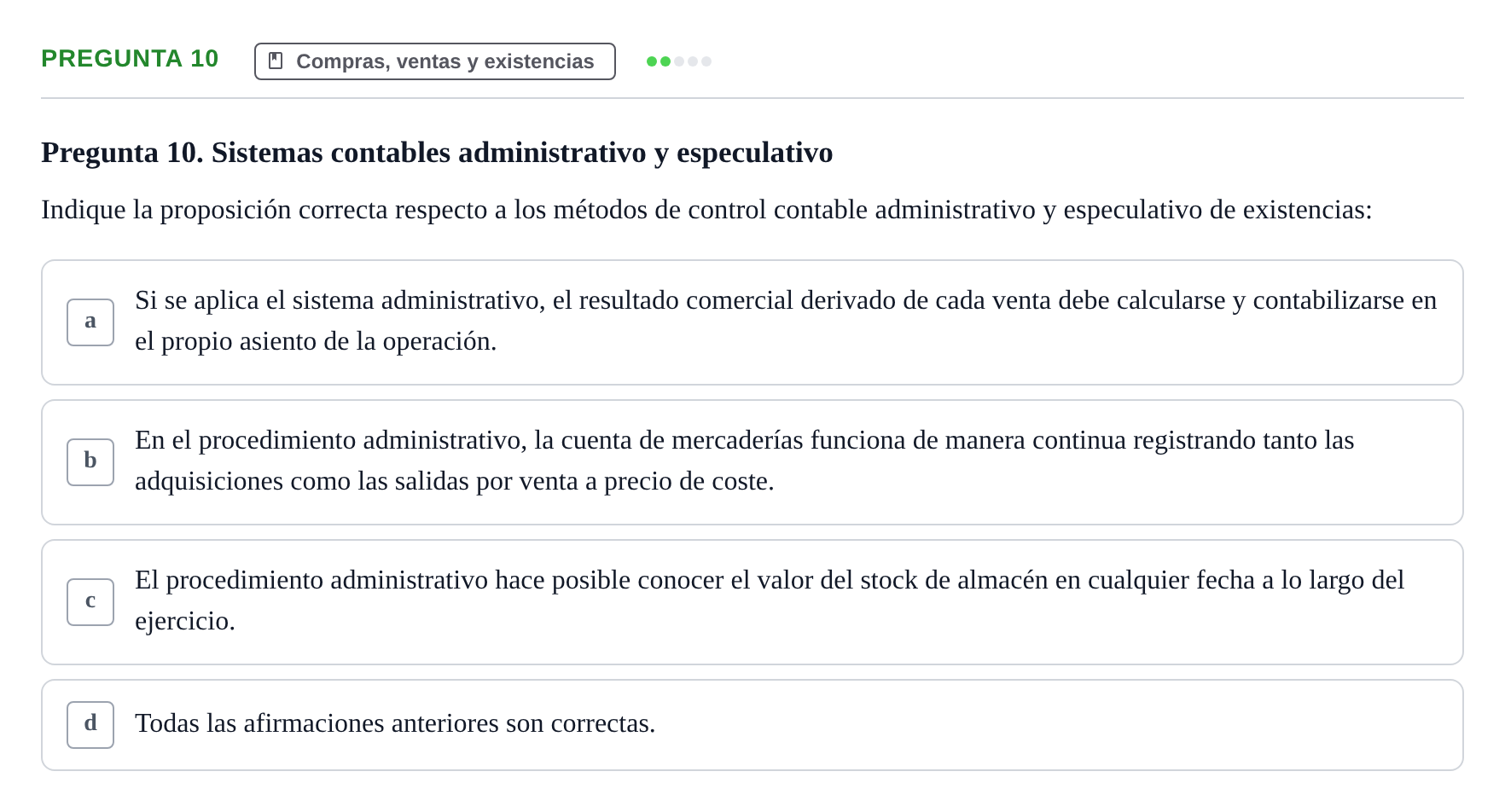 Enunciado: Pregunta 10 · Introducció a la Comptabilitat UAB 2014