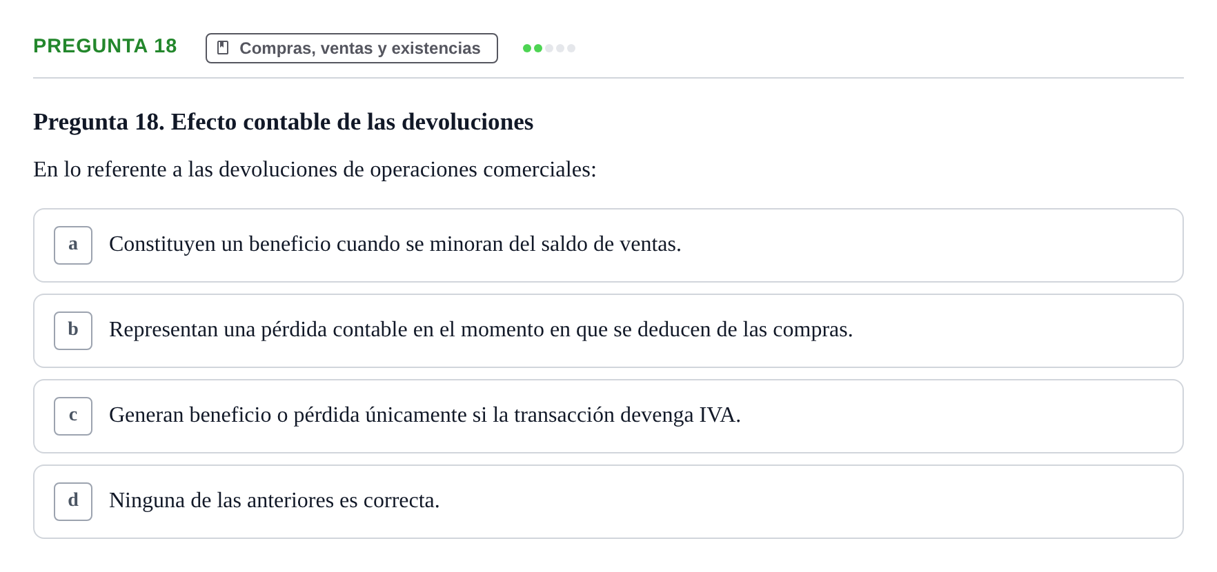 Enunciado: Pregunta 18 · Introducció a la Comptabilitat UAB 2014