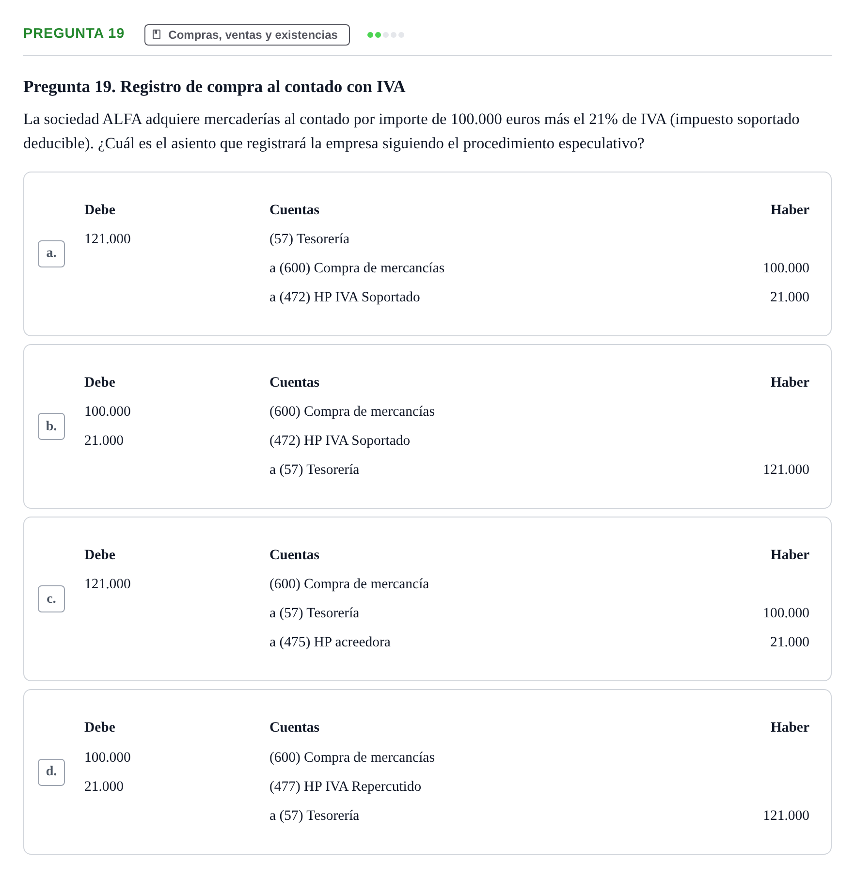 Enunciado: Pregunta 19 · Introducció a la Comptabilitat UAB 2014