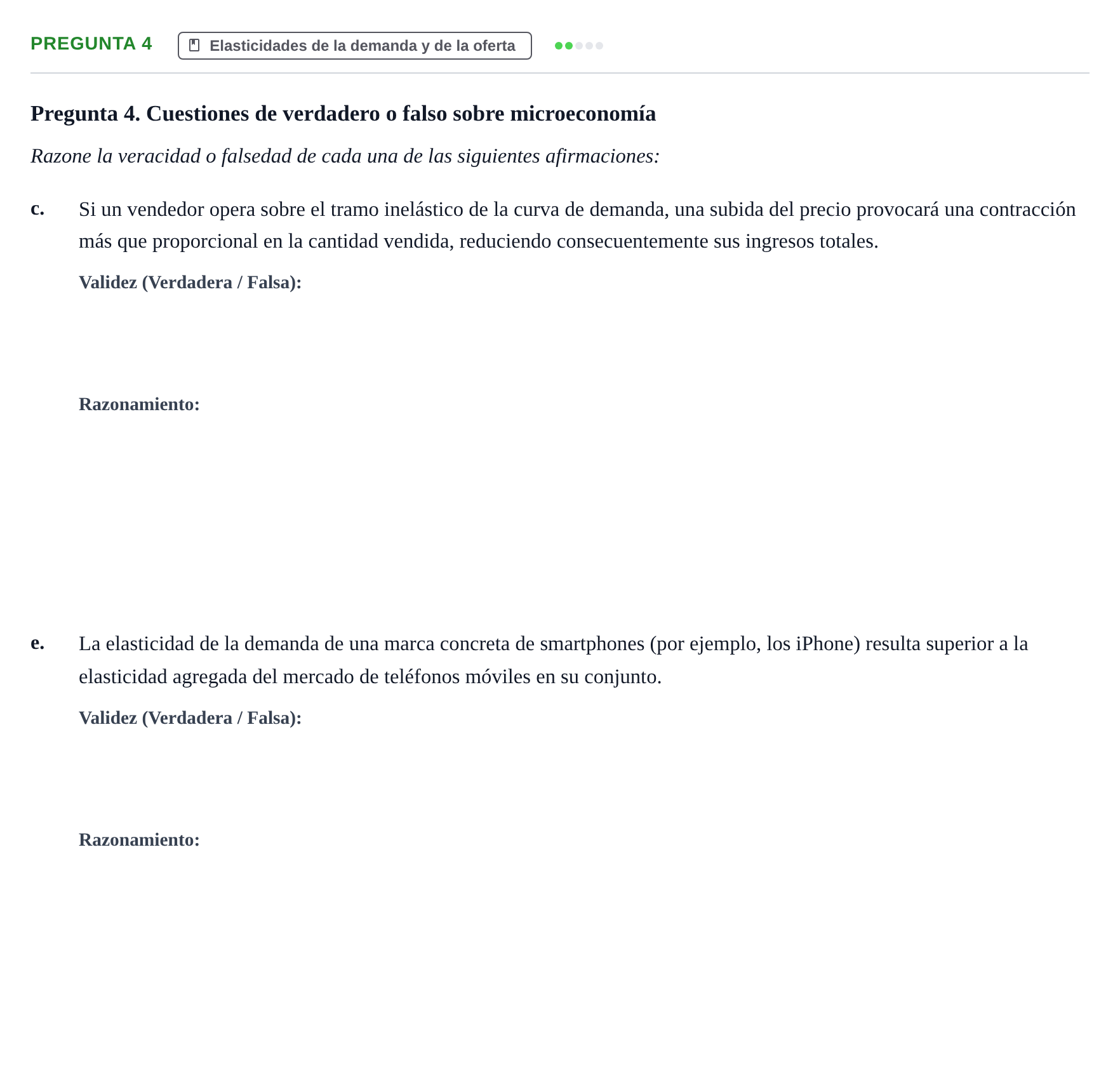 Enunciado: Pregunta 4 - Elasticidades de la demanda y de la… · Mercados y conducta UOC 2024