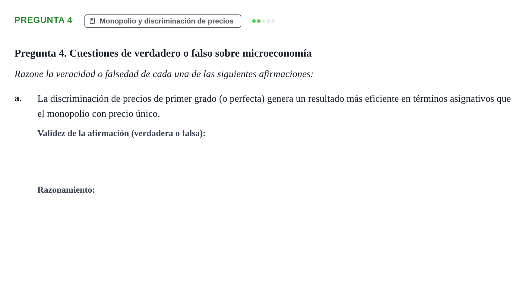 Enunciado: Pregunta 4 - Monopolio y discriminación de precios · Mercados y conducta UOC 2024