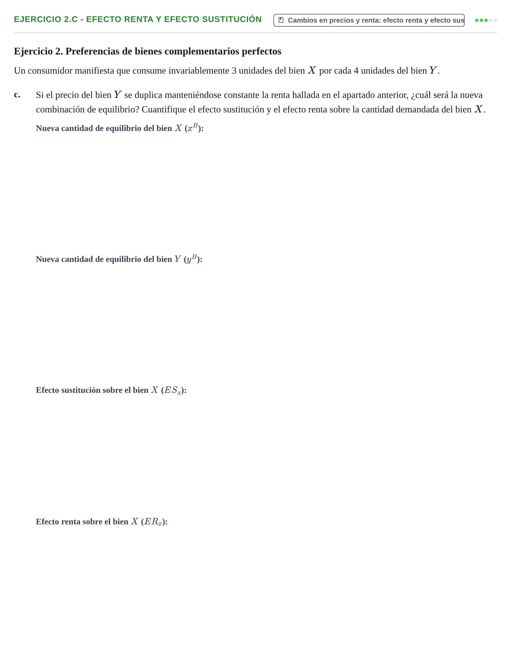 Enunciado: Ejercicio 2.c - Efecto renta y efecto sustitución · Mercados y conducta UOC Juny 2025