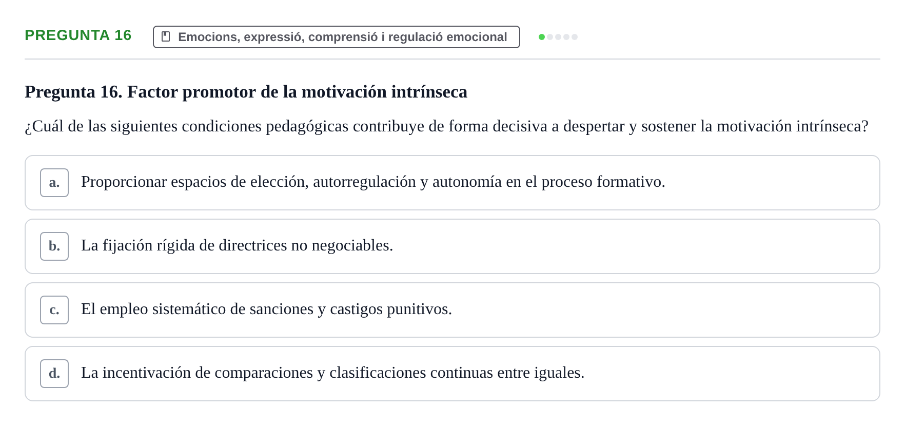 Enunciado: Pregunta 16
