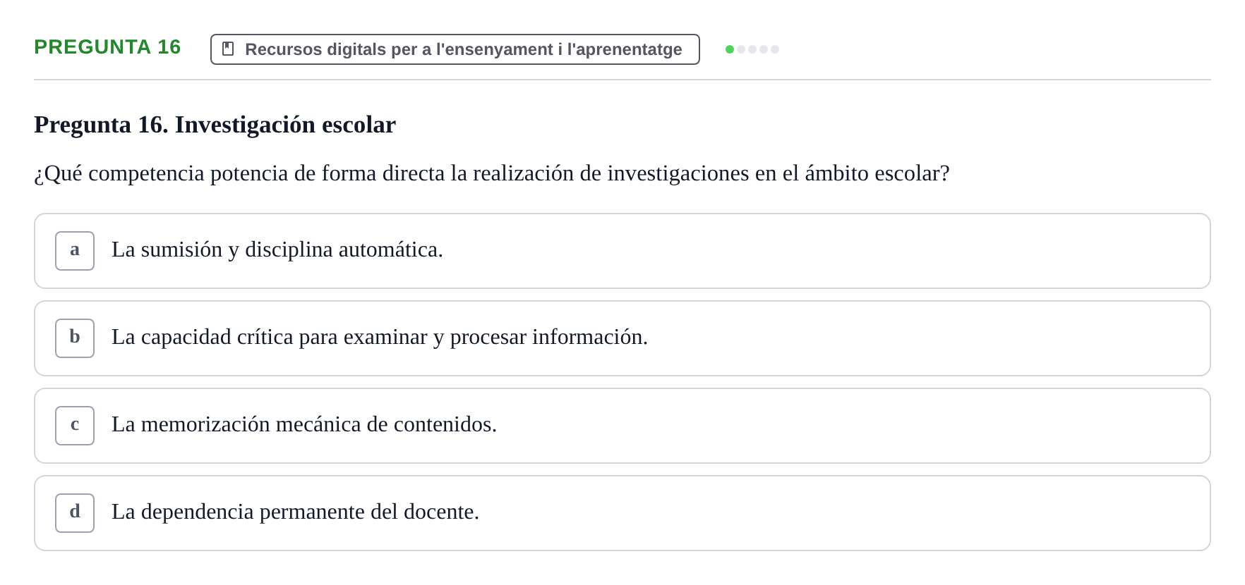 Enunciado: Pregunta 16