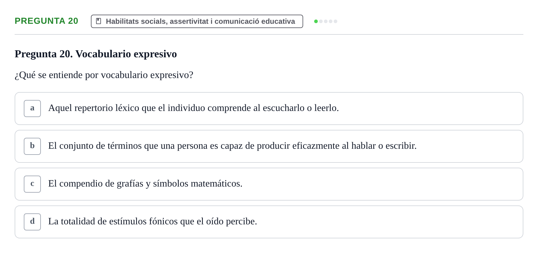 Enunciado: Pregunta 20