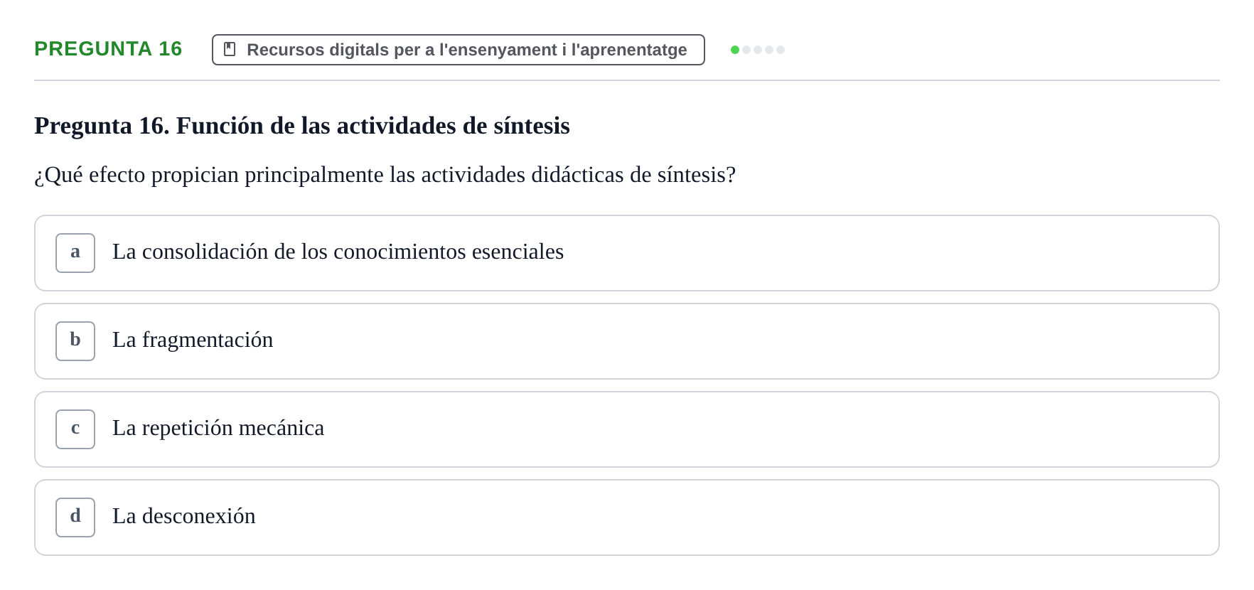 Enunciado: Pregunta 16