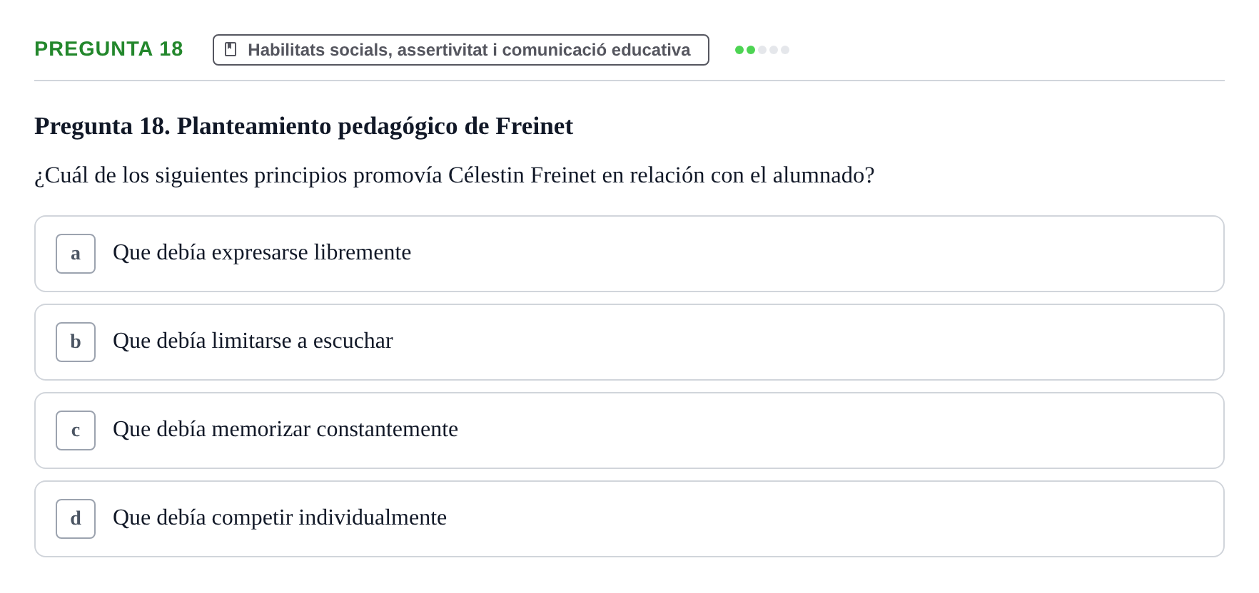 Enunciado: Pregunta 18