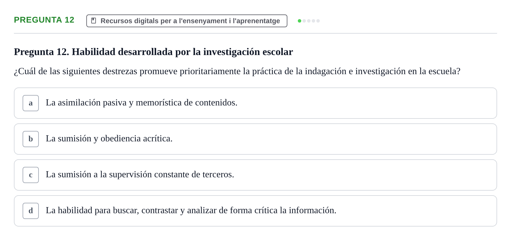 Enunciado: Pregunta 12