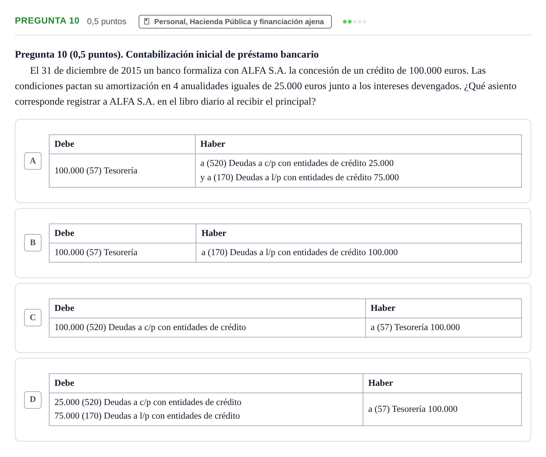 Enunciado: Pregunta 10 · Introducció a la Comptabilitat UAB 2016