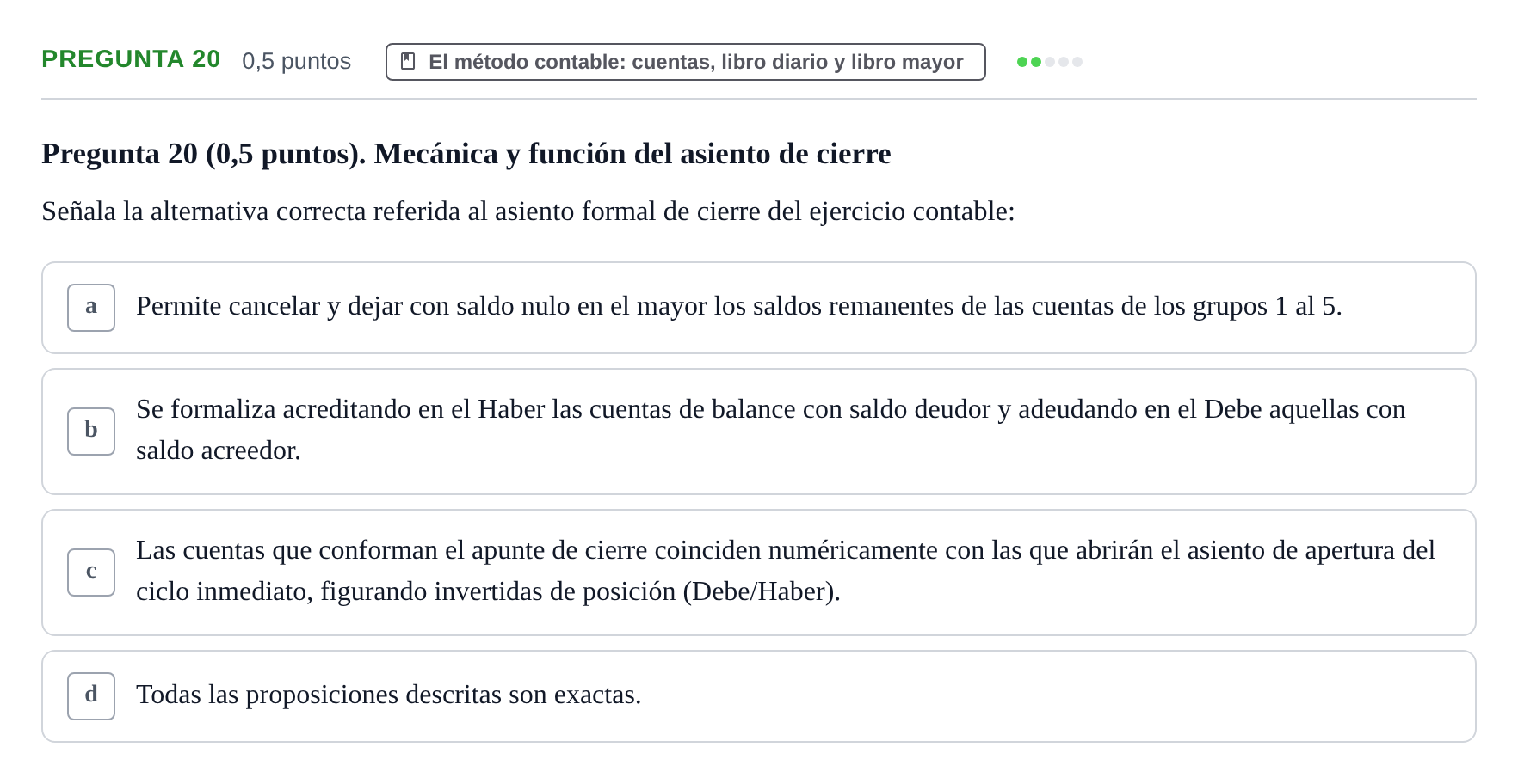 Enunciado: Pregunta 20 · Introducció a la Comptabilitat UAB 2016