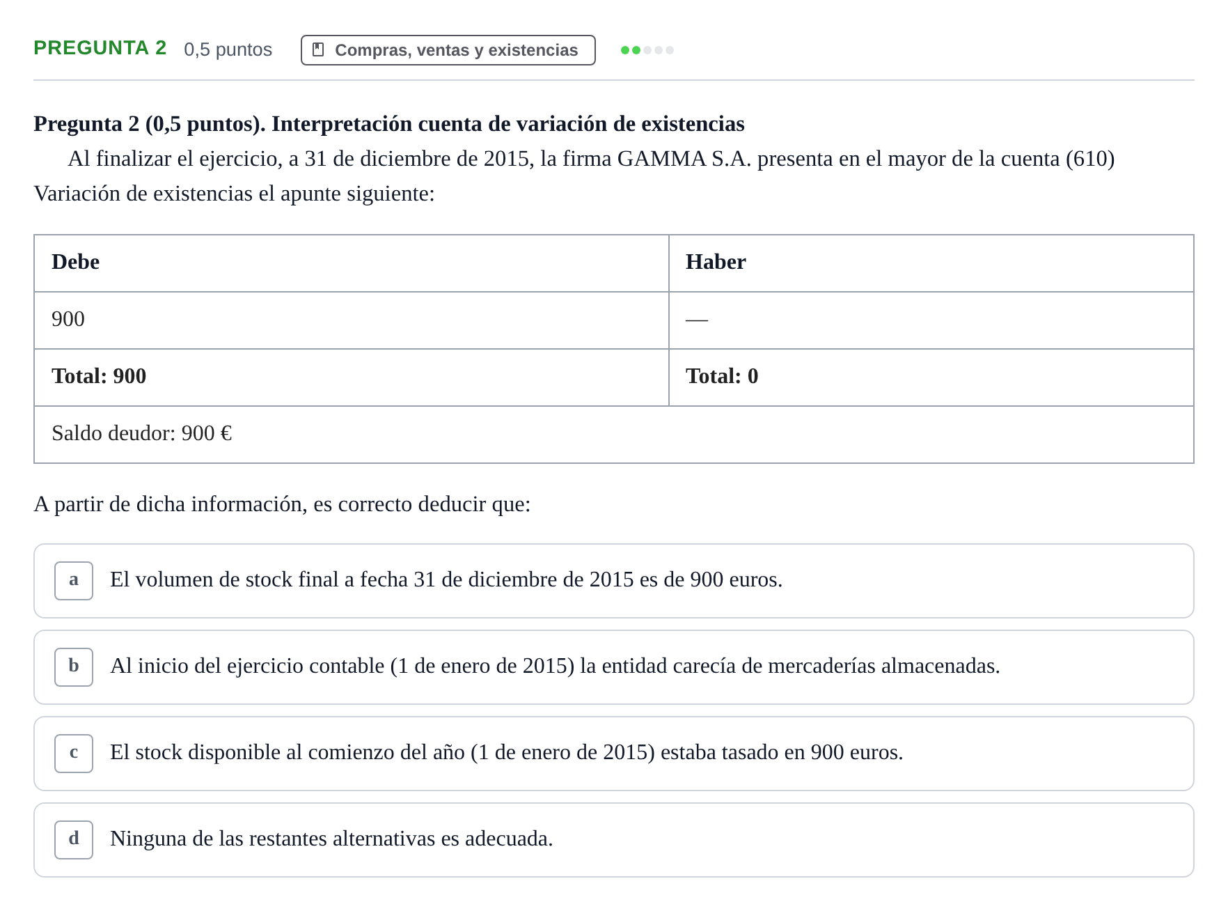 Enunciado: Pregunta 2 · Introducció a la Comptabilitat UAB 2016