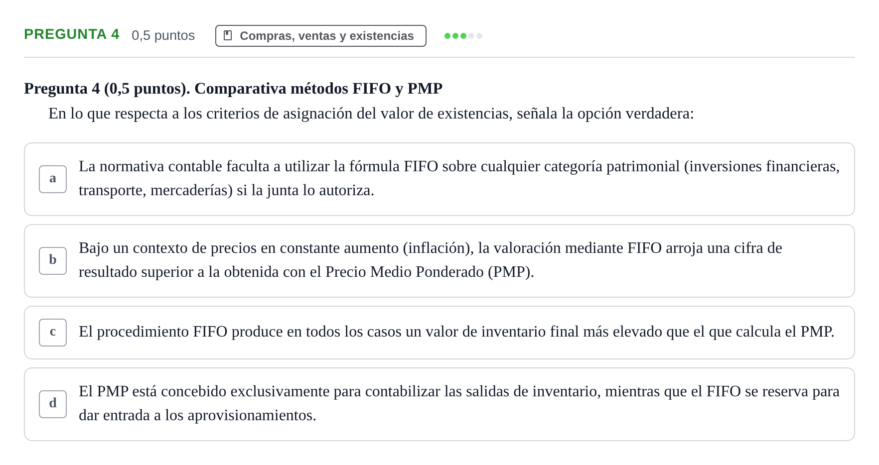 Enunciado: Pregunta 4 · Introducció a la Comptabilitat UAB 2016