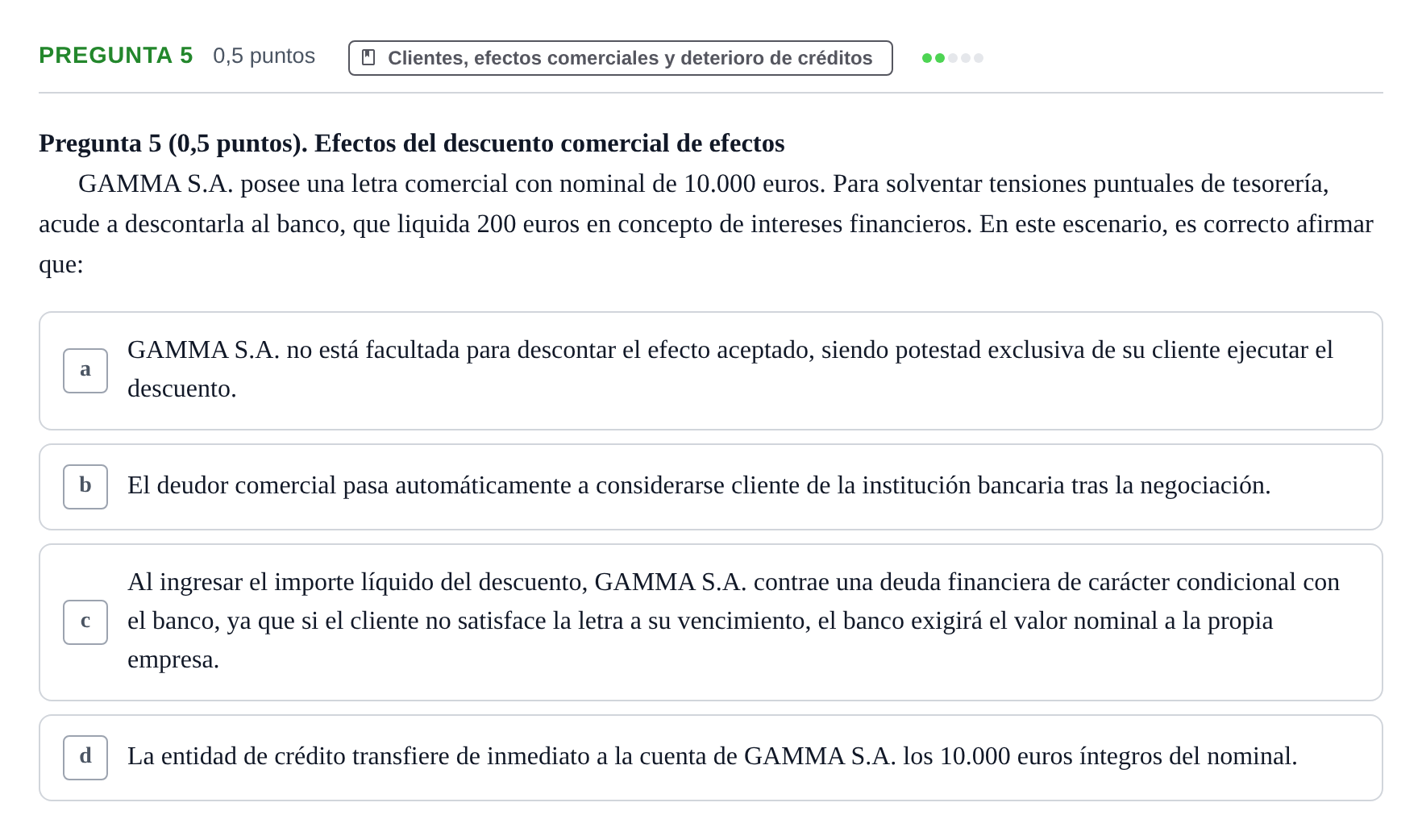 Enunciado: Pregunta 5 · Introducció a la Comptabilitat UAB 2016