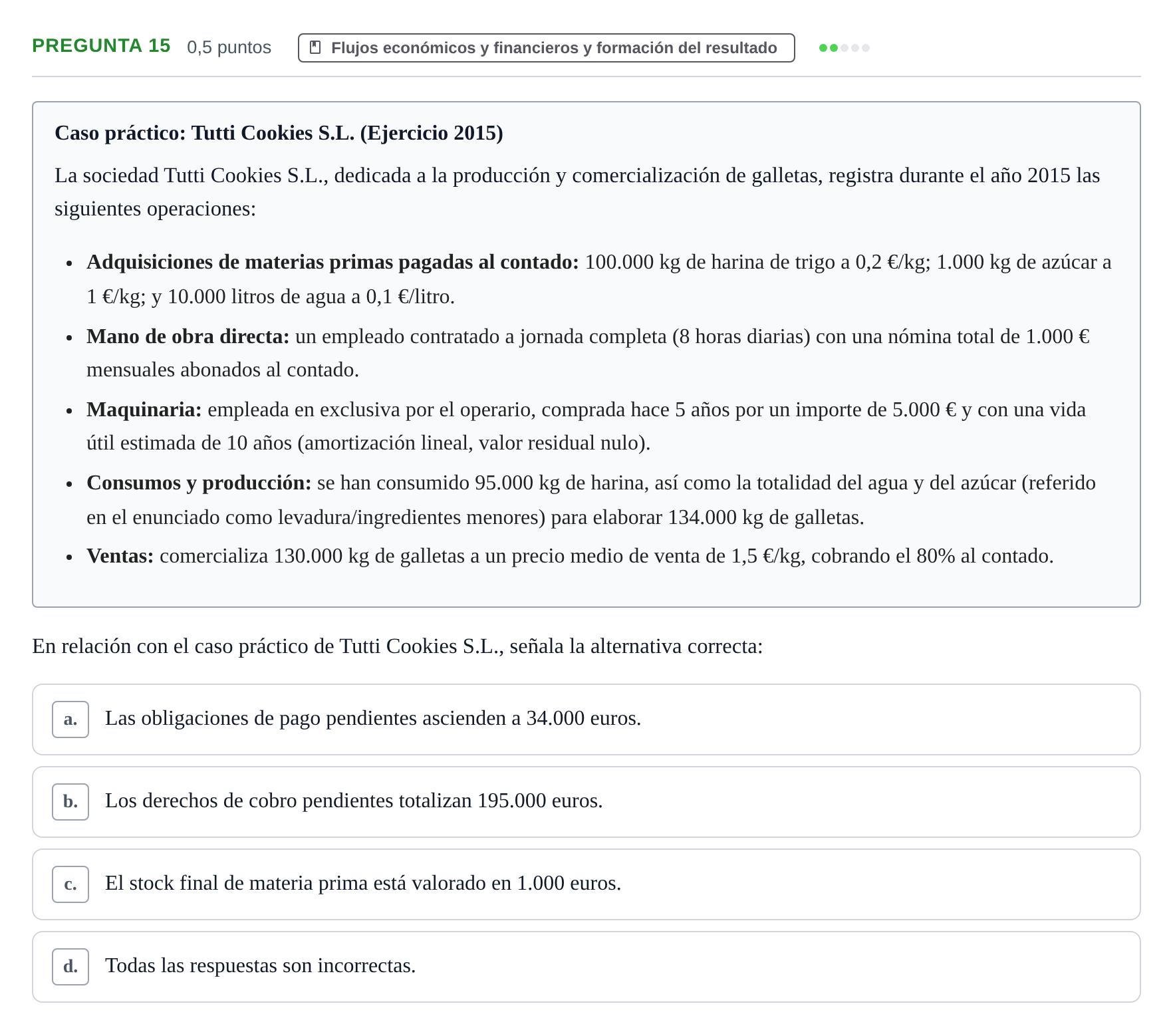 Enunciado: Pregunta 15 · Introducció a la Comptabilitat UAB 2017
