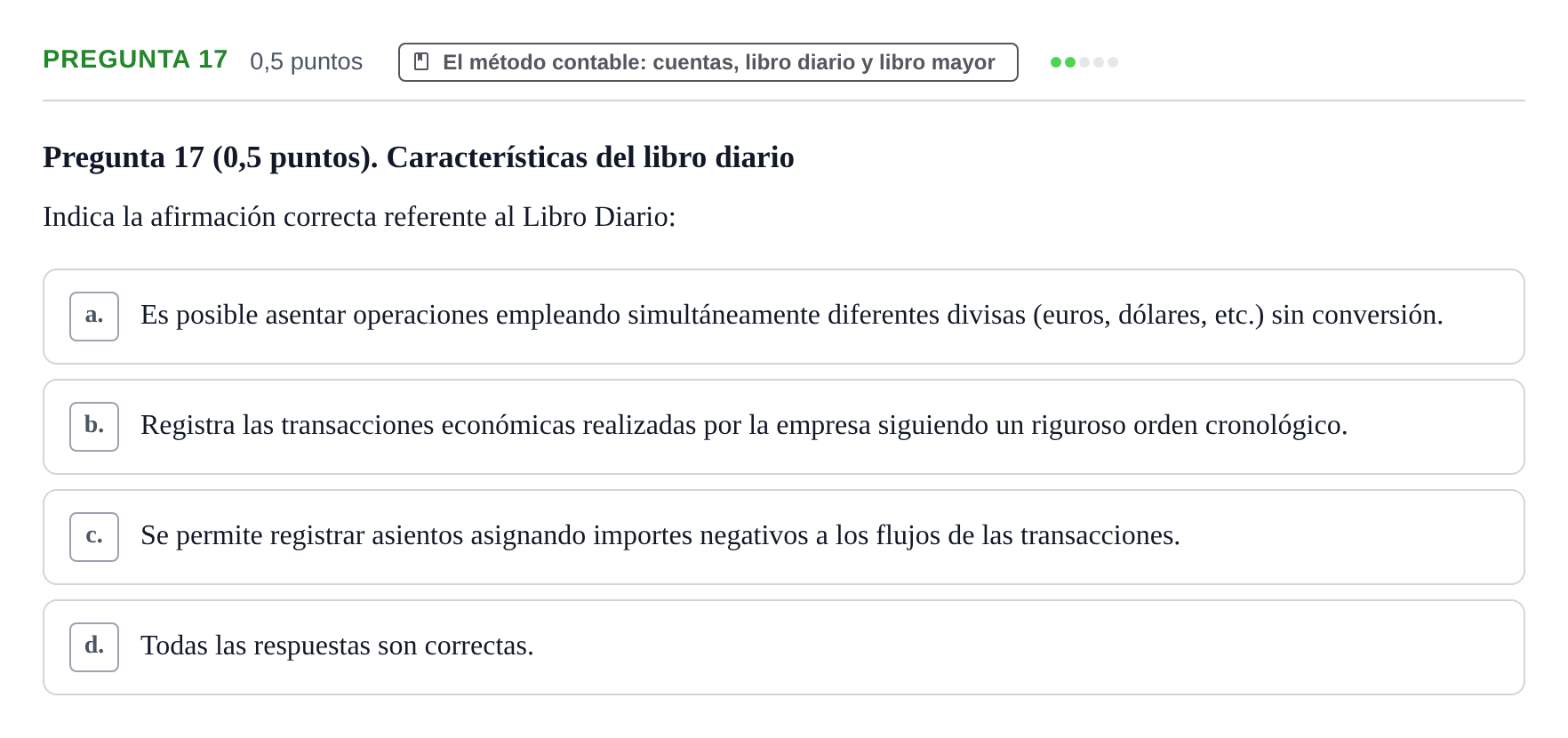 Enunciado: Pregunta 17 · Introducció a la Comptabilitat UAB 2017