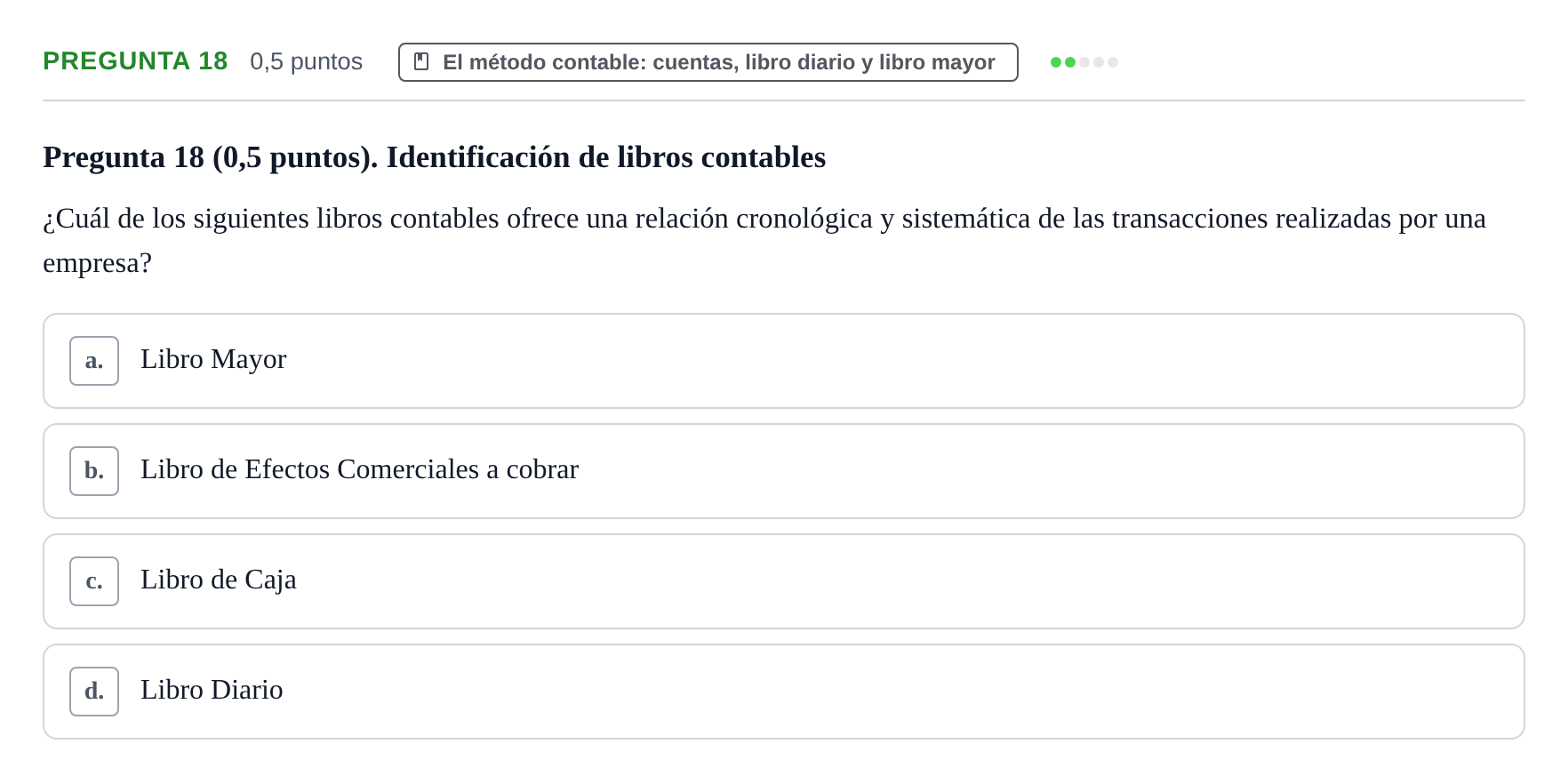 Enunciado: Pregunta 18 · Introducció a la Comptabilitat UAB 2017
