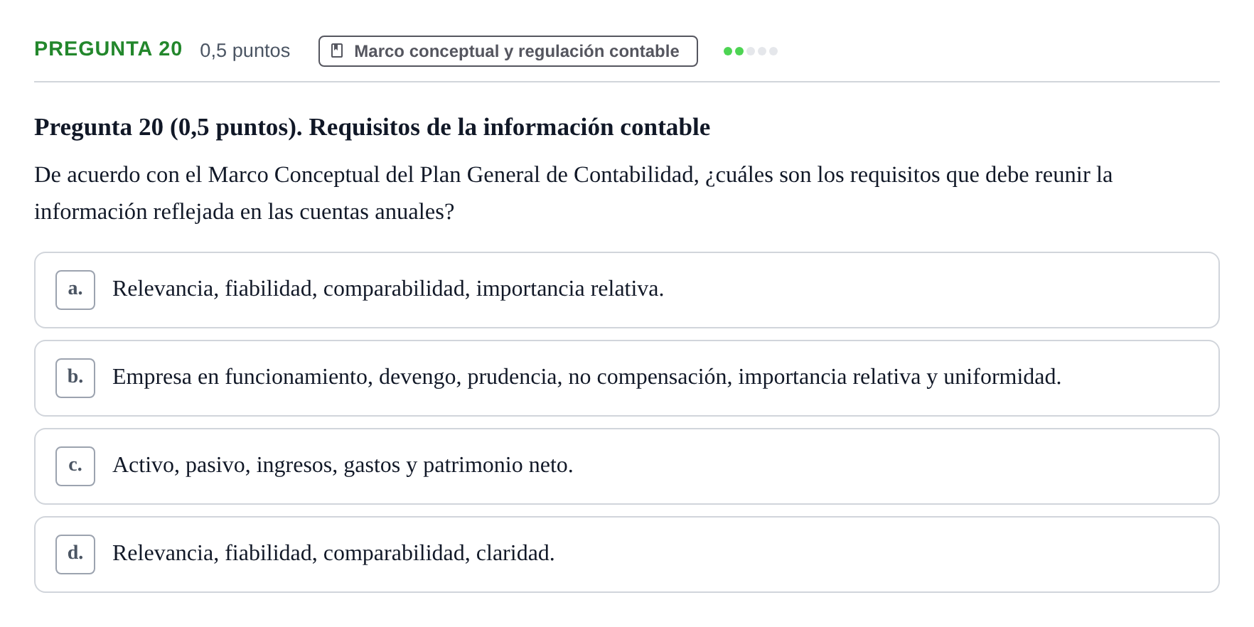Enunciado: Pregunta 20 · Introducció a la Comptabilitat UAB 2017