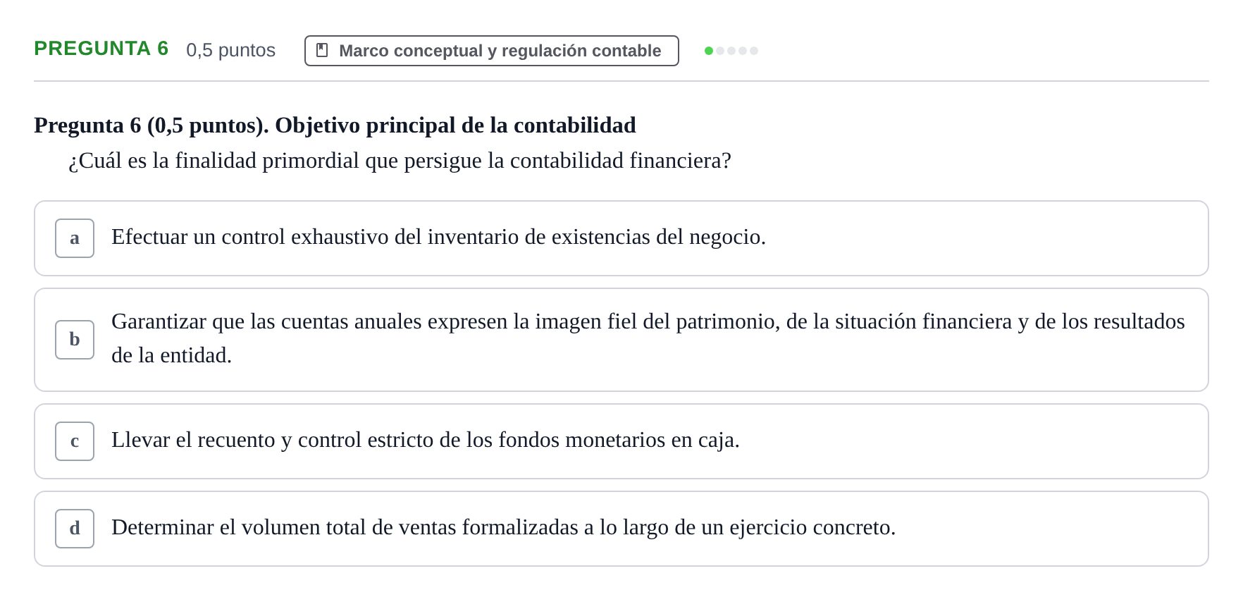 Enunciado: Pregunta 6 · Introducció a la Comptabilitat UAB 2017
