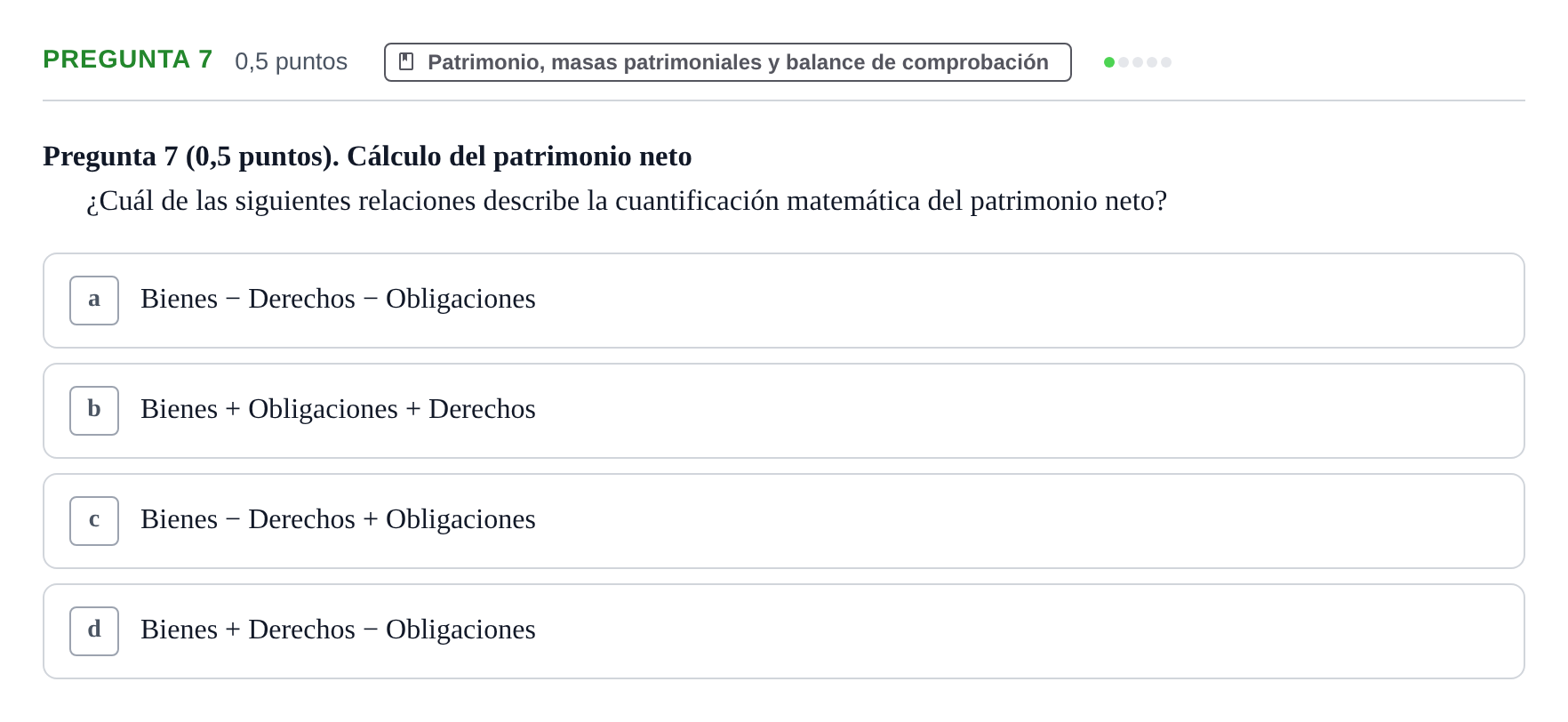 Enunciado: Pregunta 7 · Introducció a la Comptabilitat UAB 2017