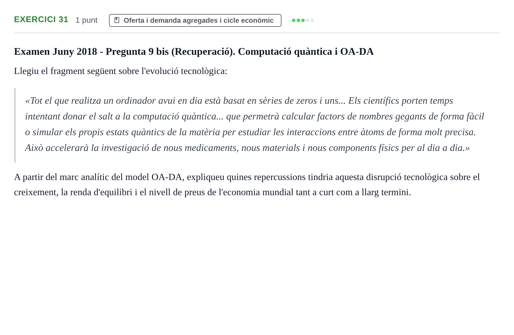 Enunciado: Problema 31 · Introducción a la Economía UVIC 2017