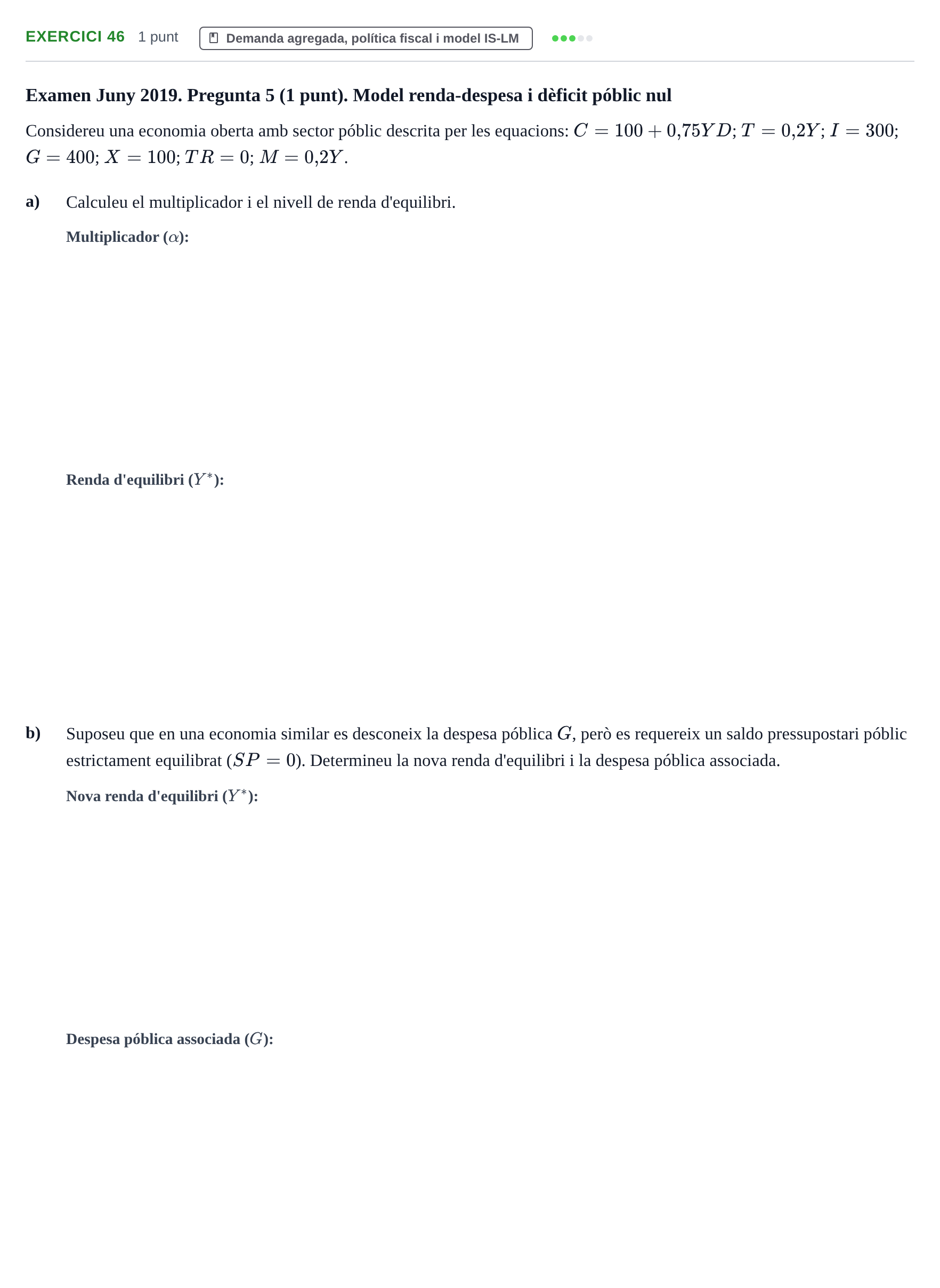 Enunciado: Problema 46 · Introducción a la Economía UVIC 2017