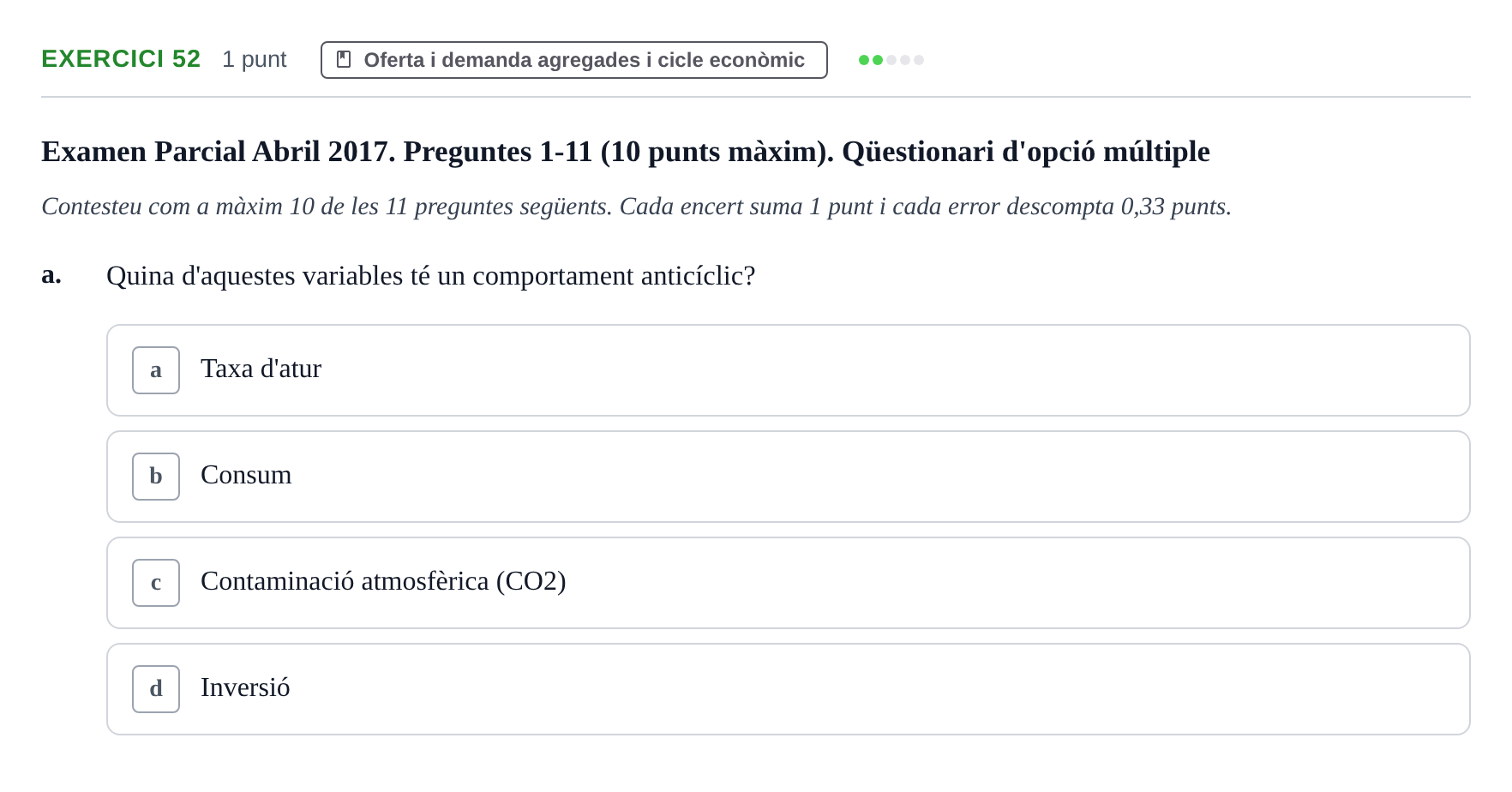 Enunciado: Ejercicio 52 - Oferta i demanda agregades i cicle econòmic · Introducción a la Economía UVIC 2017