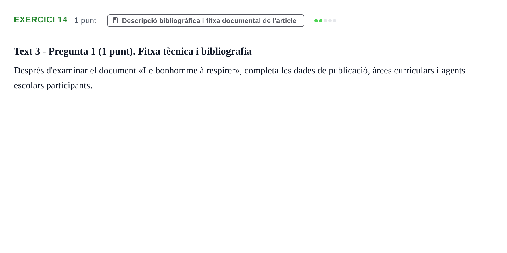 Enunciado: Problema 14 · Llenguatges i Contexts I i II UAB Exàmens de Llengua Francesa (Llenguatges i Contextos)